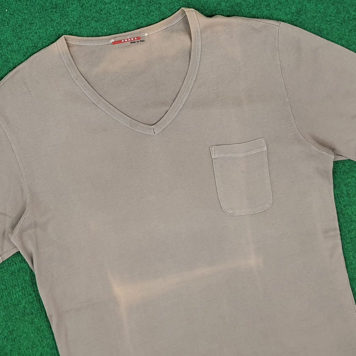 Prada Vintage Prada Plain Italian Designer V Nack Tshirt Size S / US 4 / IT 40 - 2 Thumbnail