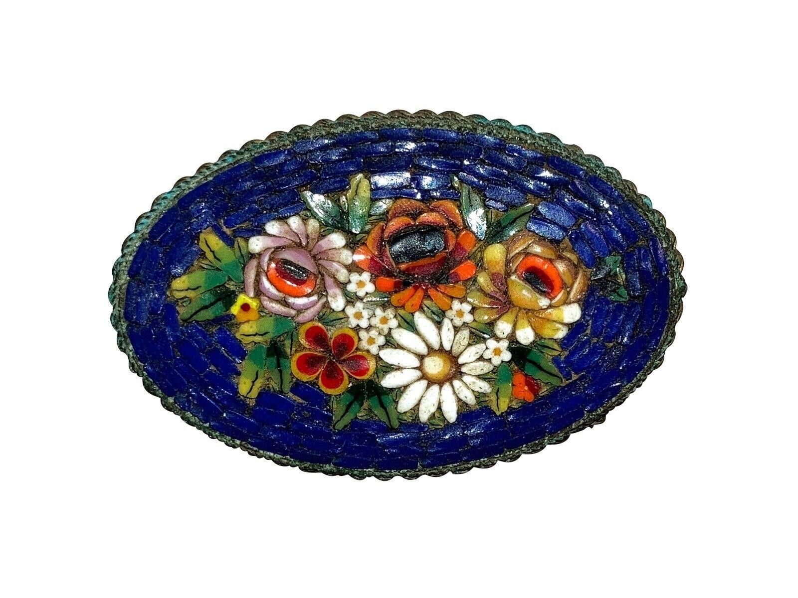 Designer Victorian Brass Blue Mosaic Oval Pin Size ONE SIZE - 1 Thumbnail