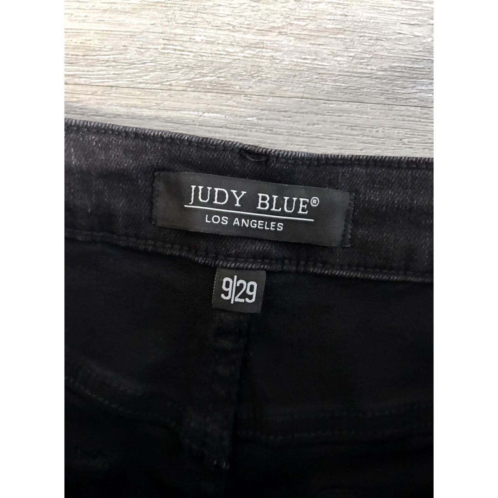 Denime VINTAGE Judy Blue Jeans Womens 9/29 Black 90s Straight Relaxed Distressed Denim Stretch Jeans Mens Womens Size 30" / US 8 / IT 44 - 4 Thumbnail