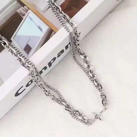 Other Punk Double Layer Cross Chain Necklace Size ONE SIZE - 2 Thumbnail