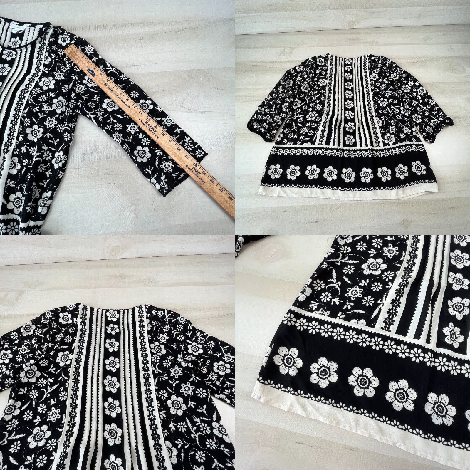 J. Jill J Jill Womens Top Small Black White Flowy Blouse 3/4 Sleeves Shirt Lightweight Size S / US 4 / IT 40 - 8 Thumbnail