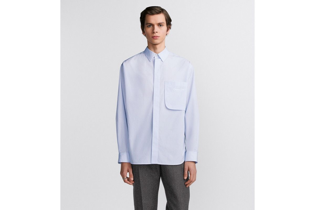 Dior o1bcso1str0226 Couture Embroidery Shirt in Light Blue Size US S / EU 44-46 / 1 - 4 Thumbnail