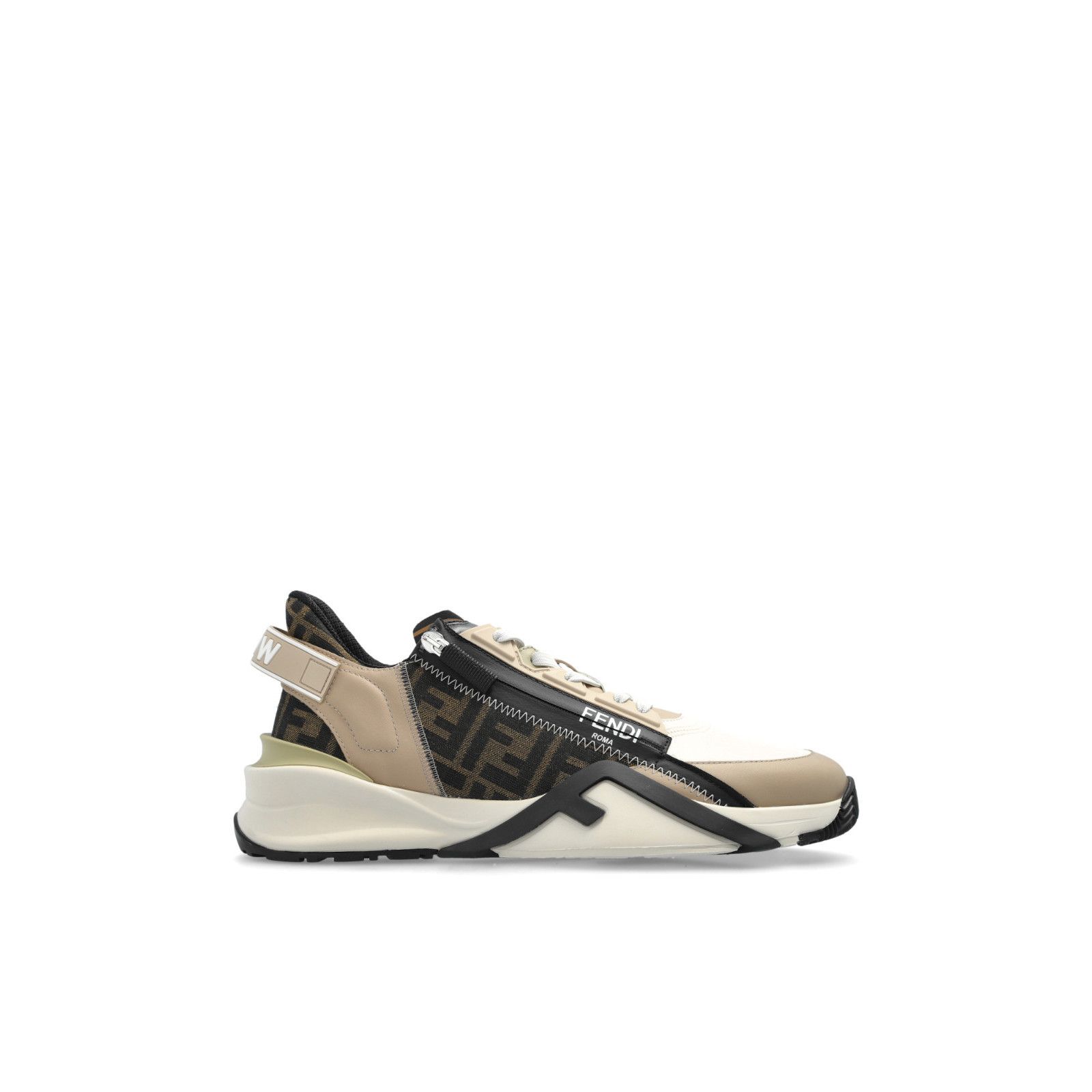 FENDI FF Flow Beige Leather Sneakers New & Authentic (Men's