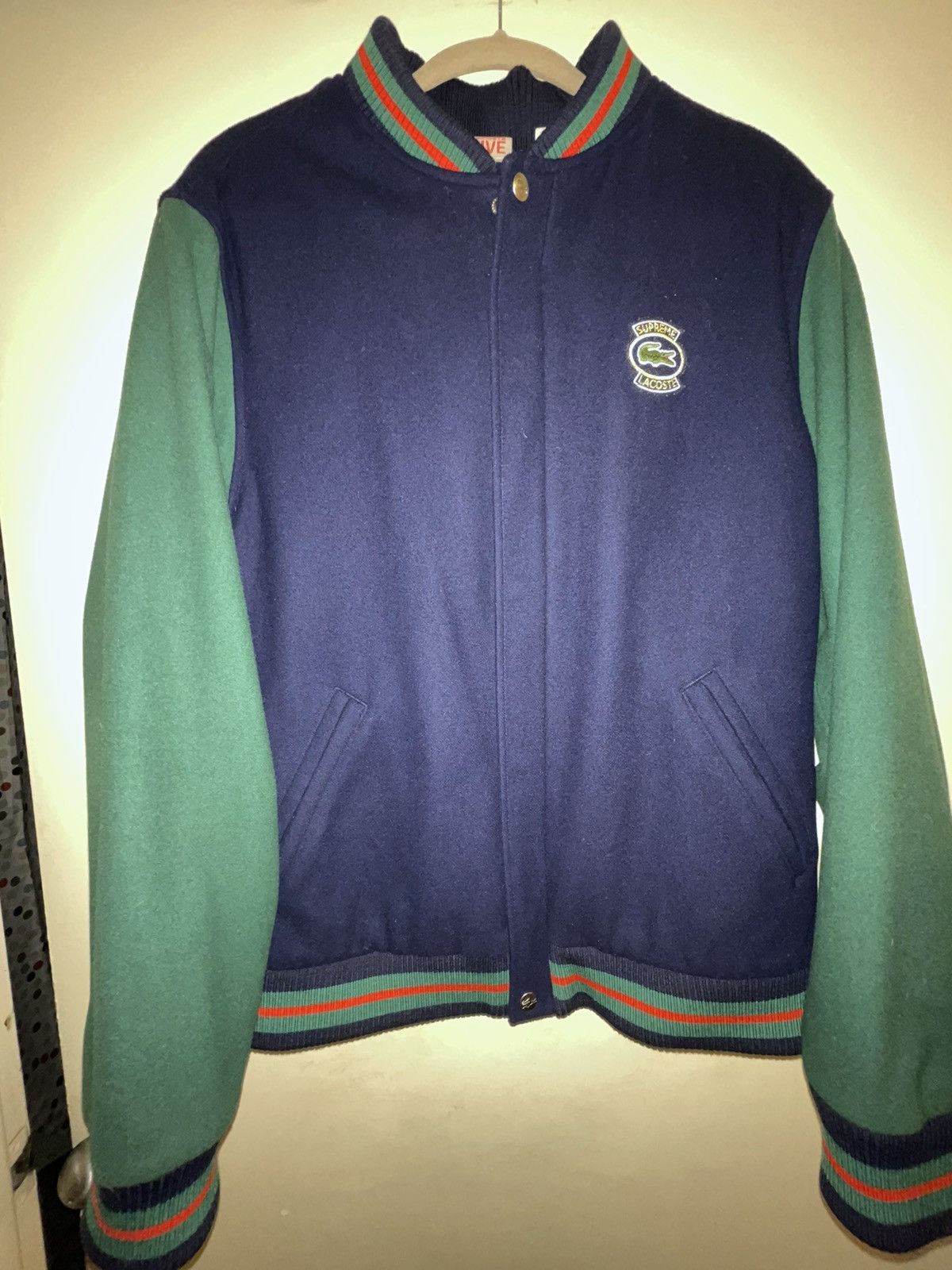 Supreme x lacoste wool varsity jacket sales