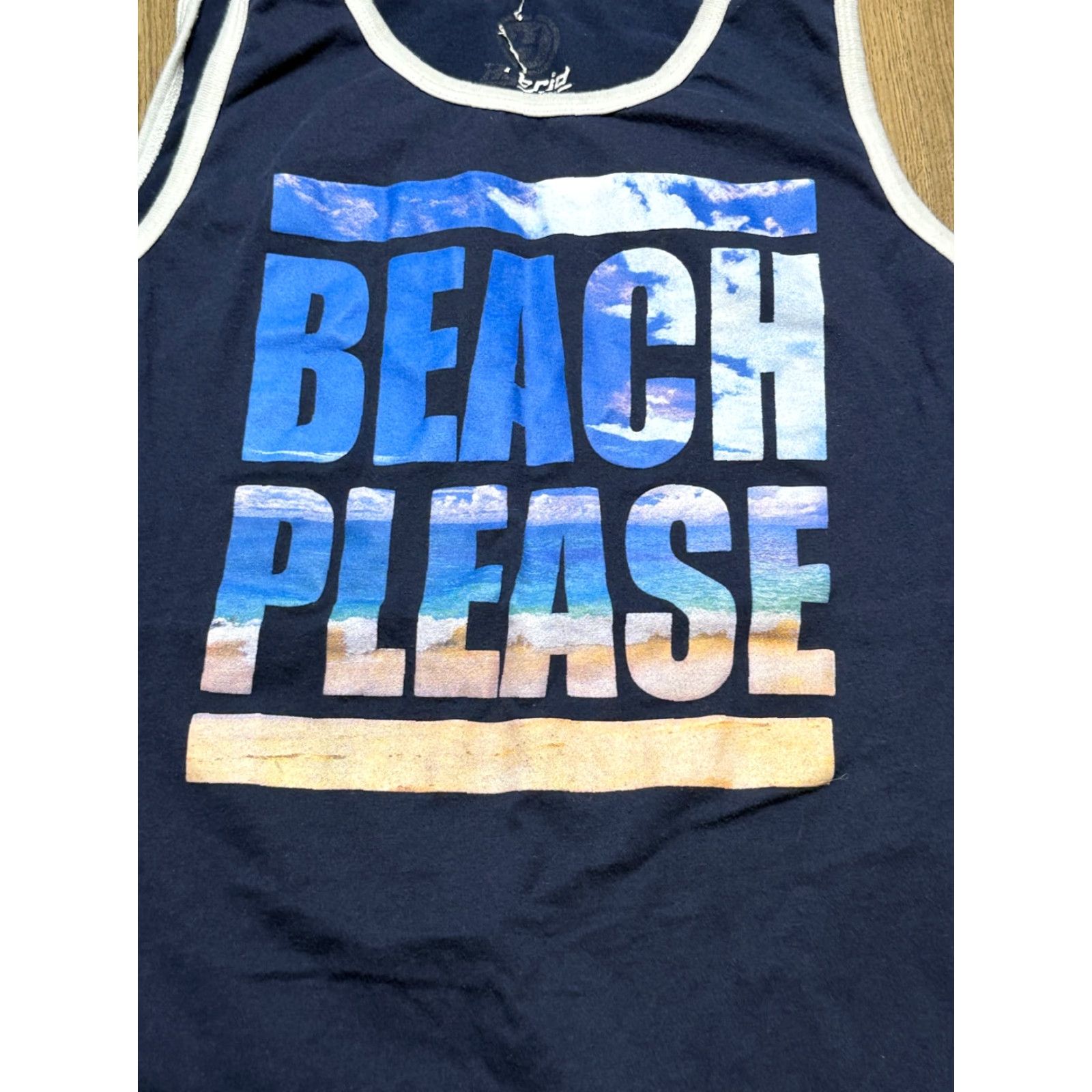 Vintage Hybrid Tank Top Men Blue White Brown Beach Please M Adult? Size US M / EU 48-50 / 2 - 3 Thumbnail