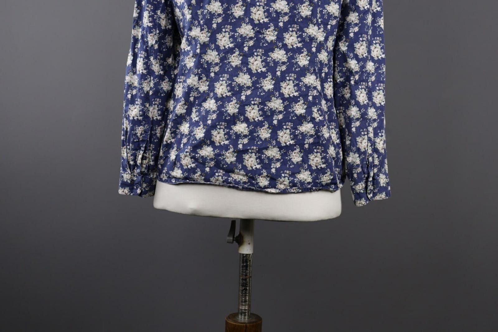 Designer Laura Ashleyn Blue Floral Long Sleeve Blouse Shirt Size 10 Size L / US 10 / IT 46 - 8 Thumbnail