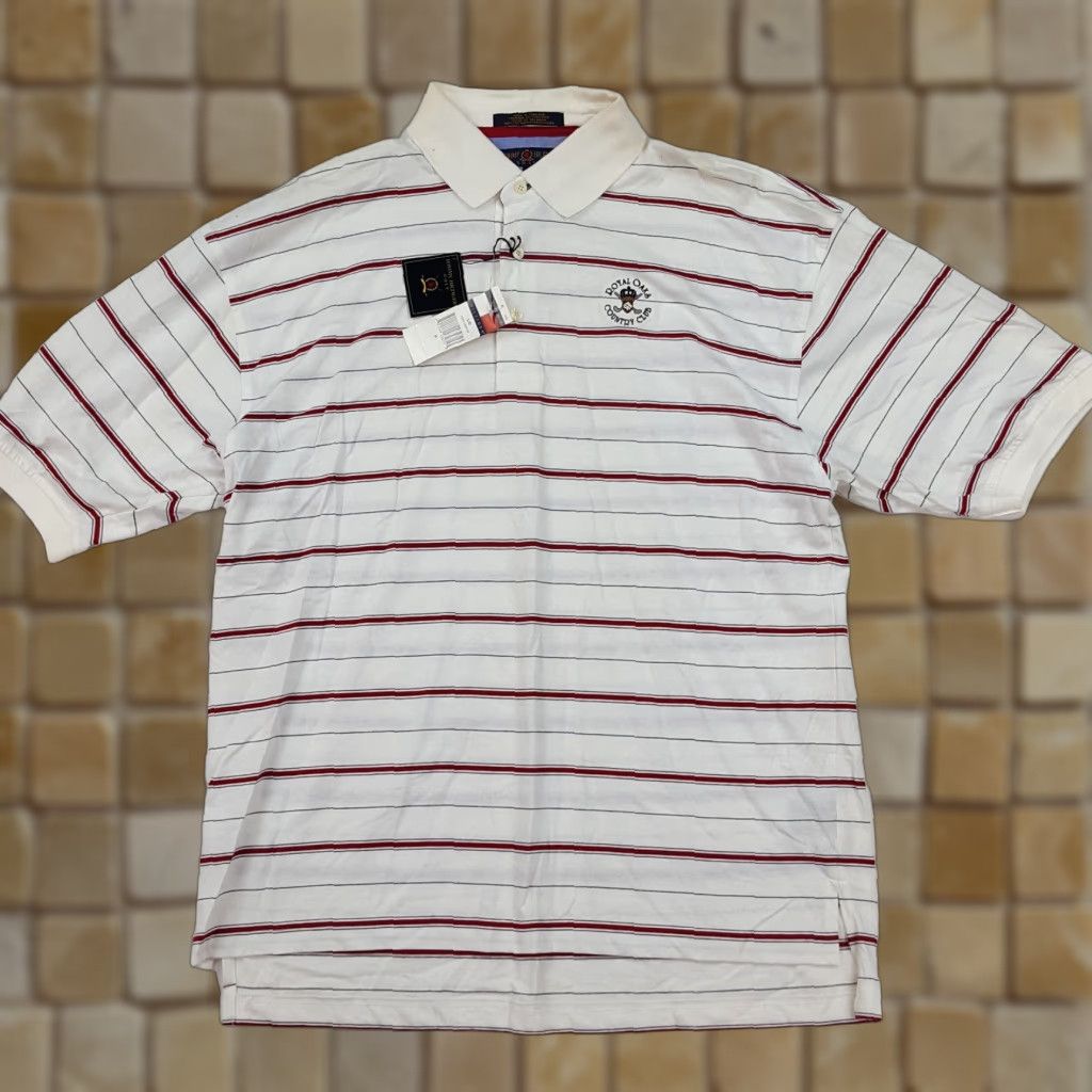 Tommy Hilfiger VINTAGE Tommy Hilfiger Golf Striped Collared Polo Shirt Men's Large White 90s Preppy Casual Sports Tennis Golf Shirt Size US L / EU 52-54 / 3 - 1 Thumbnail