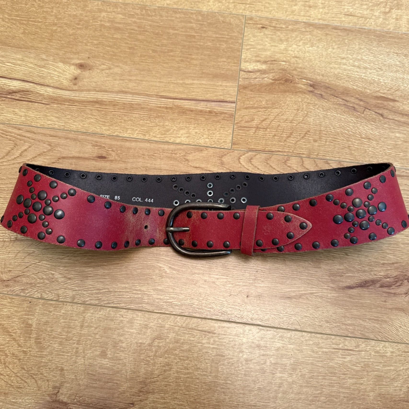 Diesel VINTAGE Women Diesel Red Leather Belt Studded Y2K Punk Rock Size M Italy Rare Size ONE SIZE - 6 Thumbnail