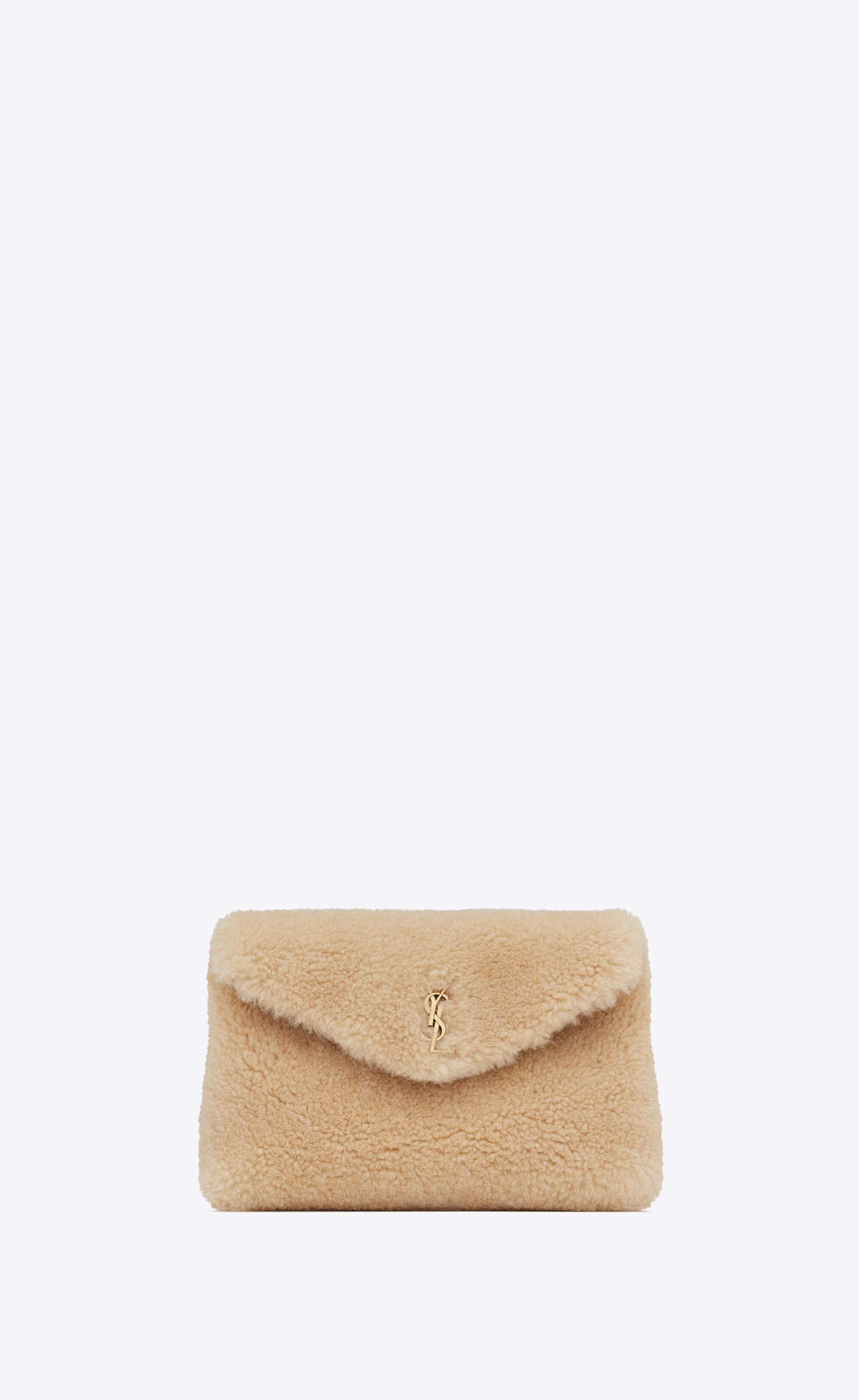 Saint Laurent Paris o1b1hav111224 Size: OS / Puffer Small Pouch Shearling Beige Size ONE SIZE - 2 Thumbnail