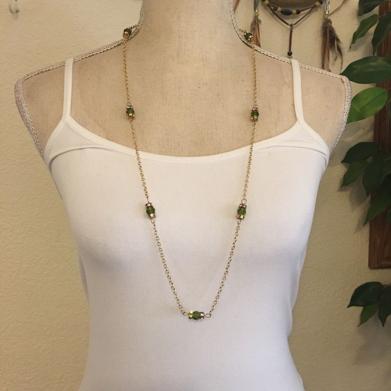 Jewelry 14k gold filled chain glass stone accent necklace Size ONE SIZE - 3 Thumbnail