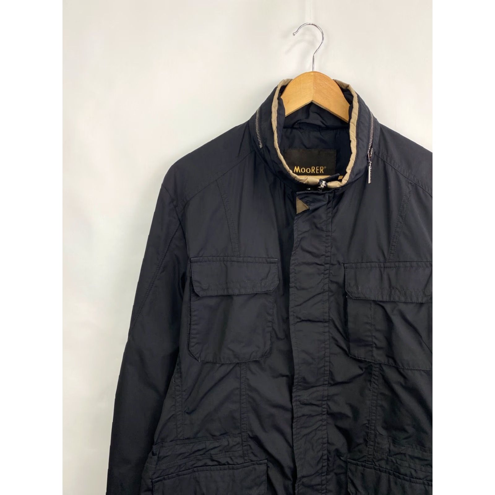 MooRER MOORER Nylon Jacket Retro Dark Blue L Mens Jacket - Size L - Vintage Style Retro Nylon Coat with Hood, Dark Blue, Defect on Buttons Size US L / EU 52-54 / 3 - 3 Thumbnail