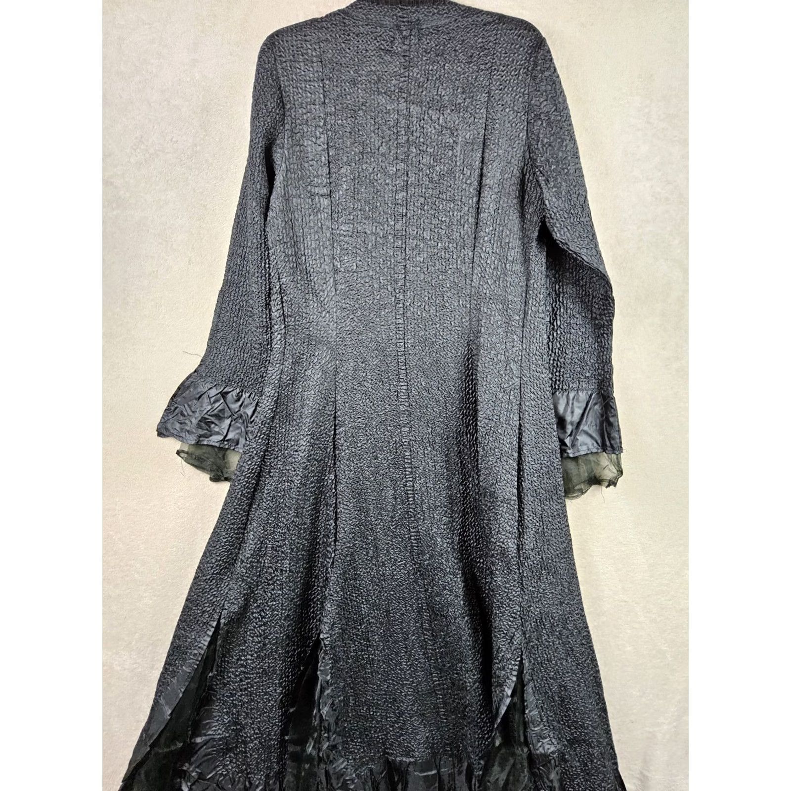 Vintage Mina Silk Blend Robe Kaftan Black Chiffon Goth One Size Womens Silk Blend One Size Black Kaftan Robe Size ONE SIZE - 6 Thumbnail