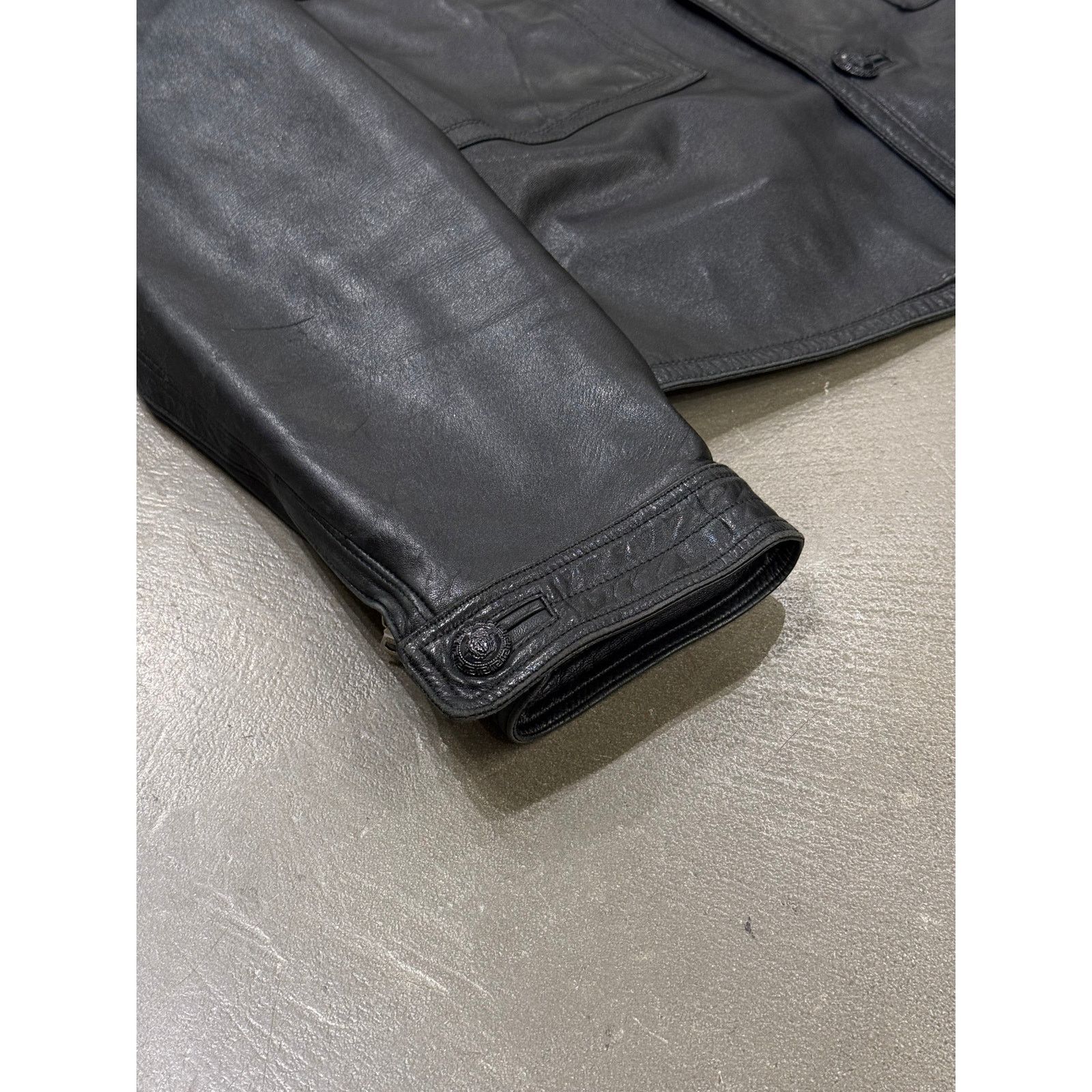 Versace 1990s Gianni Versace oversized cropped leather jacket Size ONE SIZE - 5 Thumbnail