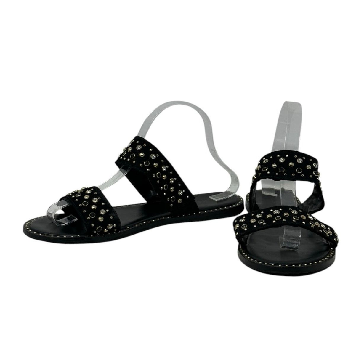 Express Express black faux suede studded flat sandals size 10 Size US 10 / IT 40 - 4 Thumbnail