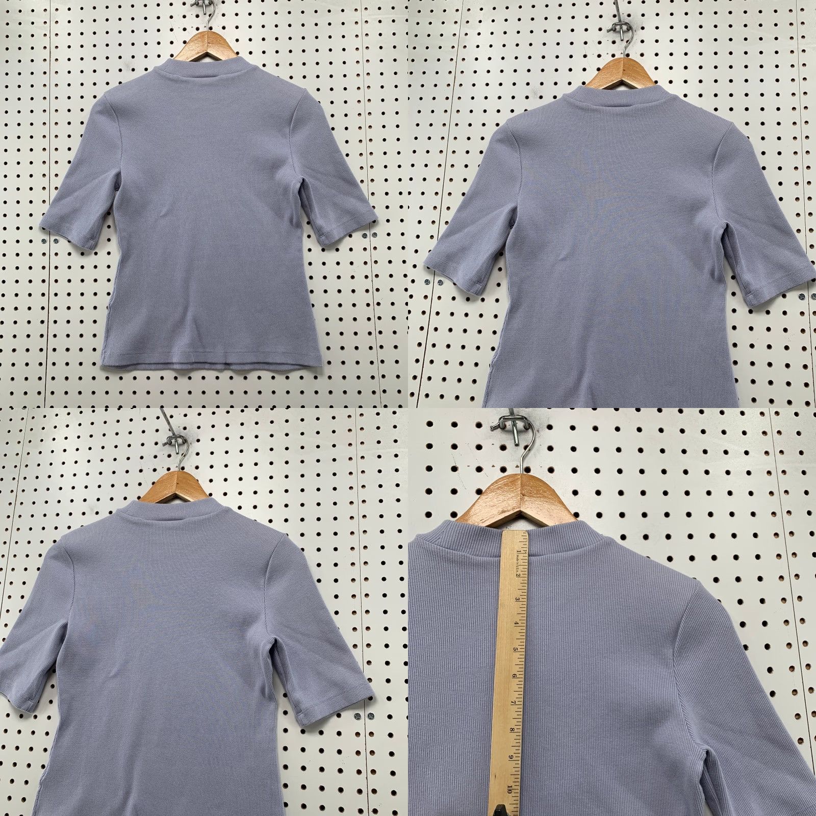 Vintage Maeve Blouse Womens XS Purple Mock Neck Short Sleeve Rib Knit Size XS / US 0-2 / IT 36-38 - 8 Thumbnail