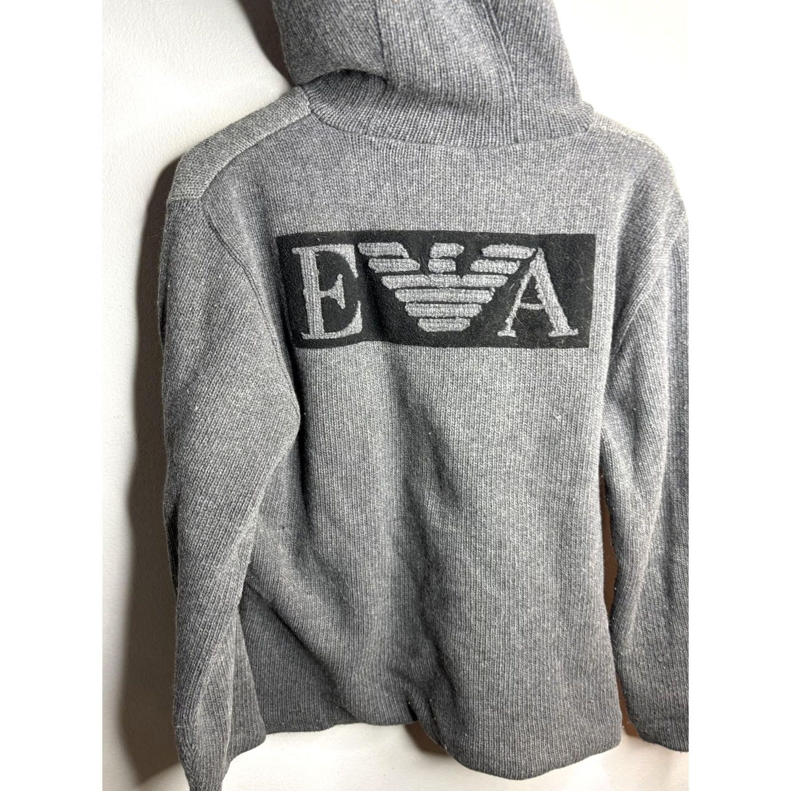 Emporio Armani Emporio Armani Sweater Mens M Gray Hooded 1/4 Zip Toggle EV Armani Logo Knit Pullover Long Sleeve Fall Winter Casual Mens Size US M / EU 48-50 / 2 - 6 Thumbnail