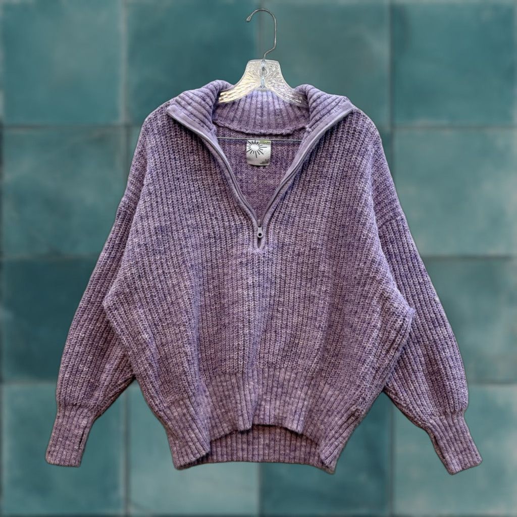 Vintage Aerie Offline 1/4 Zip Sweater Small Purple Chunky Knit Oversized Balloon Sleeve Mens? Womens? Size S / US 4 / IT 40 - 1 Thumbnail
