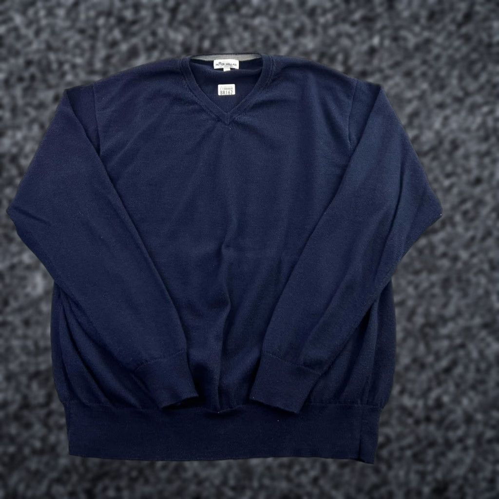 Peter Millar Peter Millar Sweater Mens XL Navy V-Neck Knit Pullover Lightweight Adult Size US XL / EU 56 / 4 - 1 Thumbnail