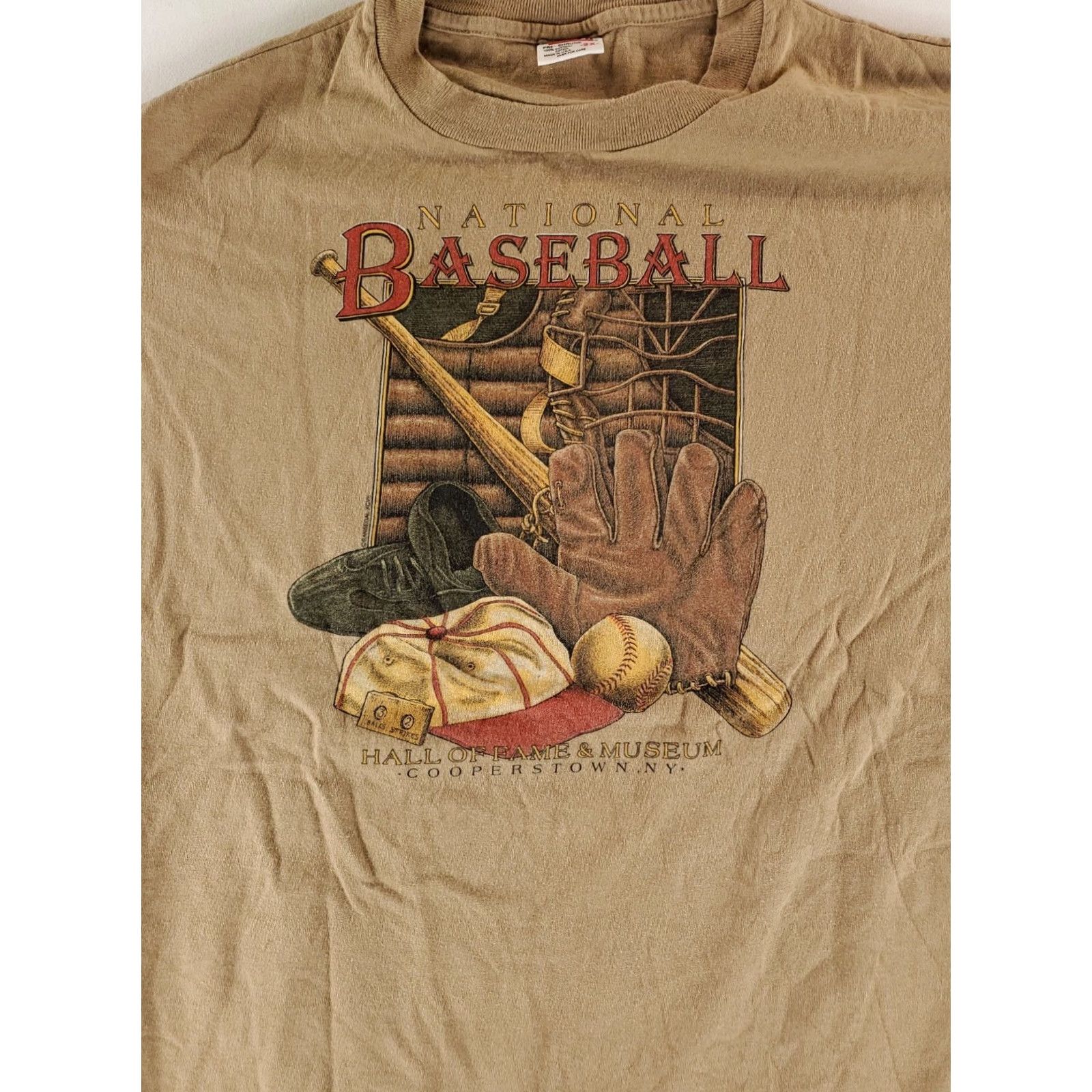 Anvil VINTAGE Baseball Hall of Fame Cooperstown NY VTG 90s T Shirt Brown Mens XXL Size US XXL / EU 58 / 5 - 2 Thumbnail