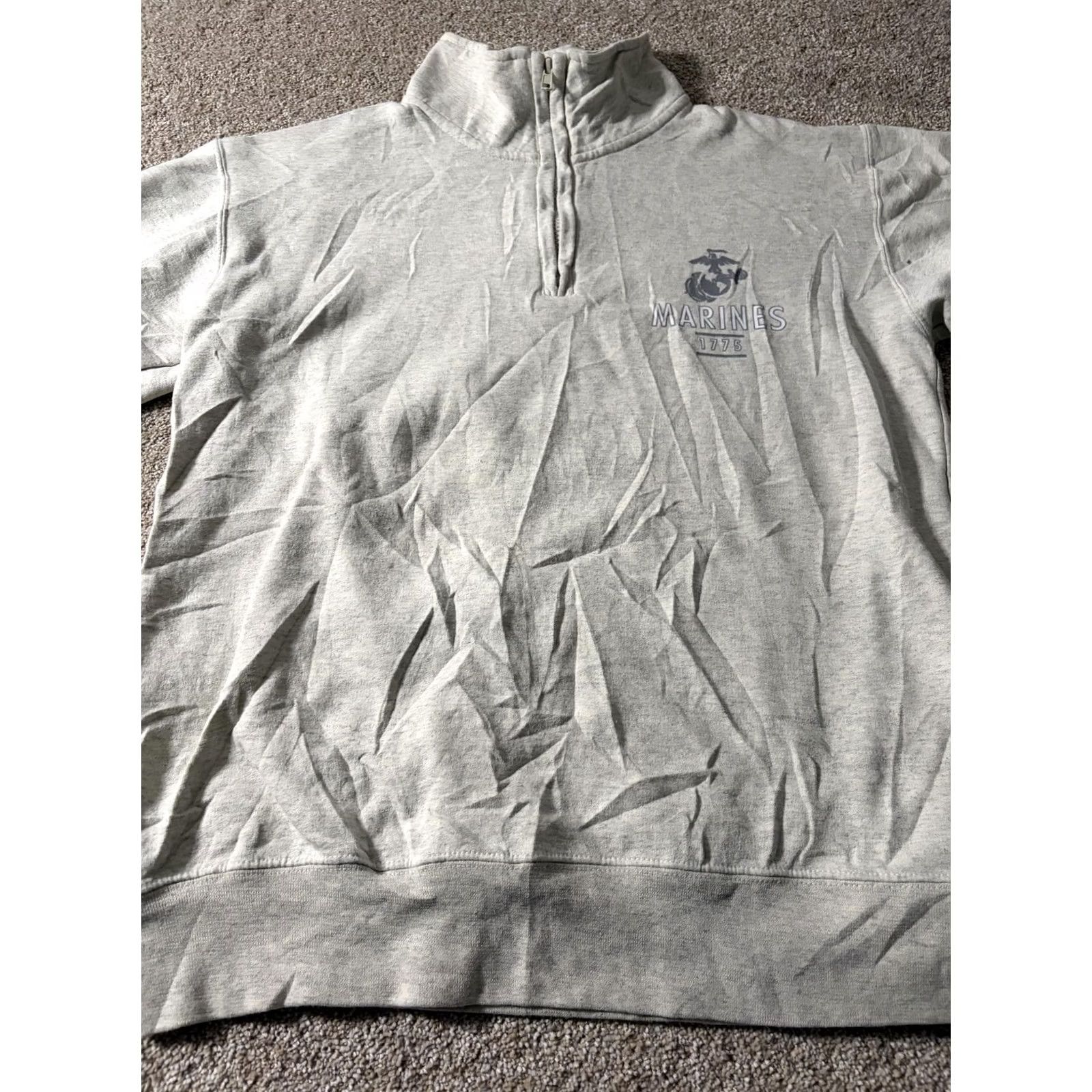 Champion Champion Shirt Mens M Gray Sweatshirt Quarter Zip Fleece Mock Neck Marines Size US M / EU 48-50 / 2 - 3 Thumbnail