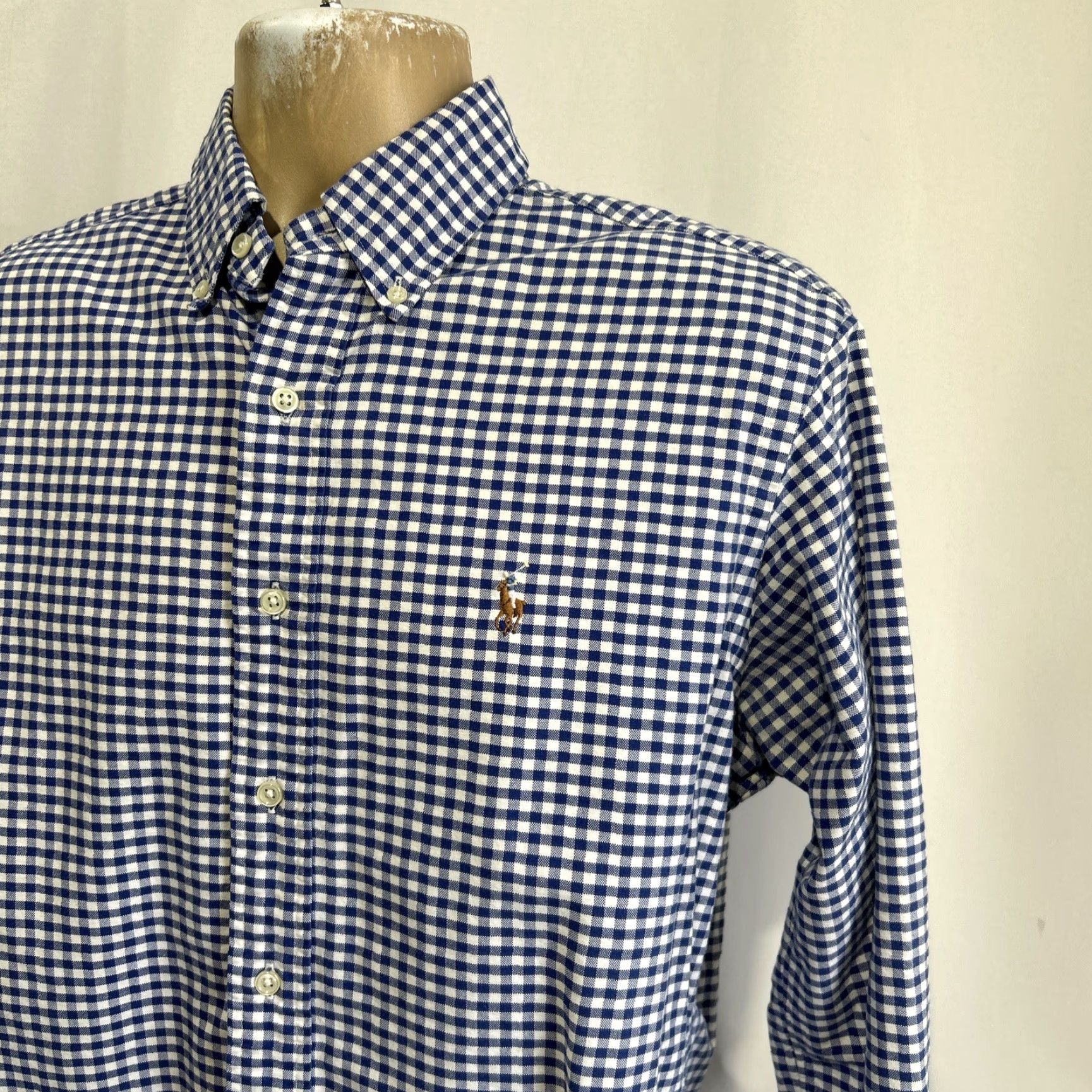 Polo Ralph Lauren Polo Ralph Lauren Shirt Mens M Blue Oxford Gingham Check Cotton Button-Up Button-Down Collar Embroidered Classic Fit Regular Short Sleeve? Size US M / EU 48-50 / 2 - 2 Thumbnail