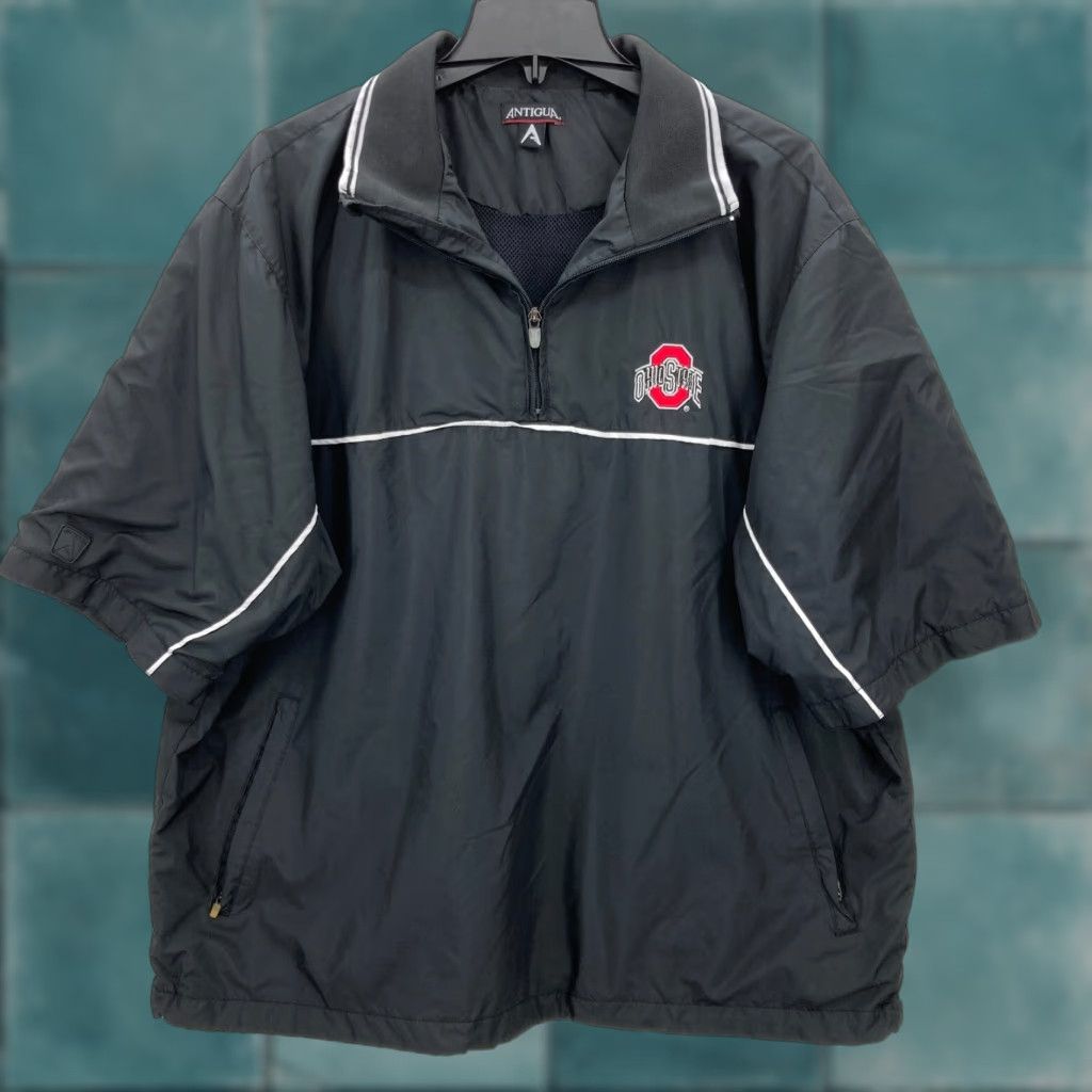 Vintage Antigua Ohio State University Windbreaker Short Sleeve Pullover Jacket Mens L Black Embroidered Logo Zipper Pattern: Solid Football University Theme Size US L / EU 52-54 / 3 - 1 Thumbnail