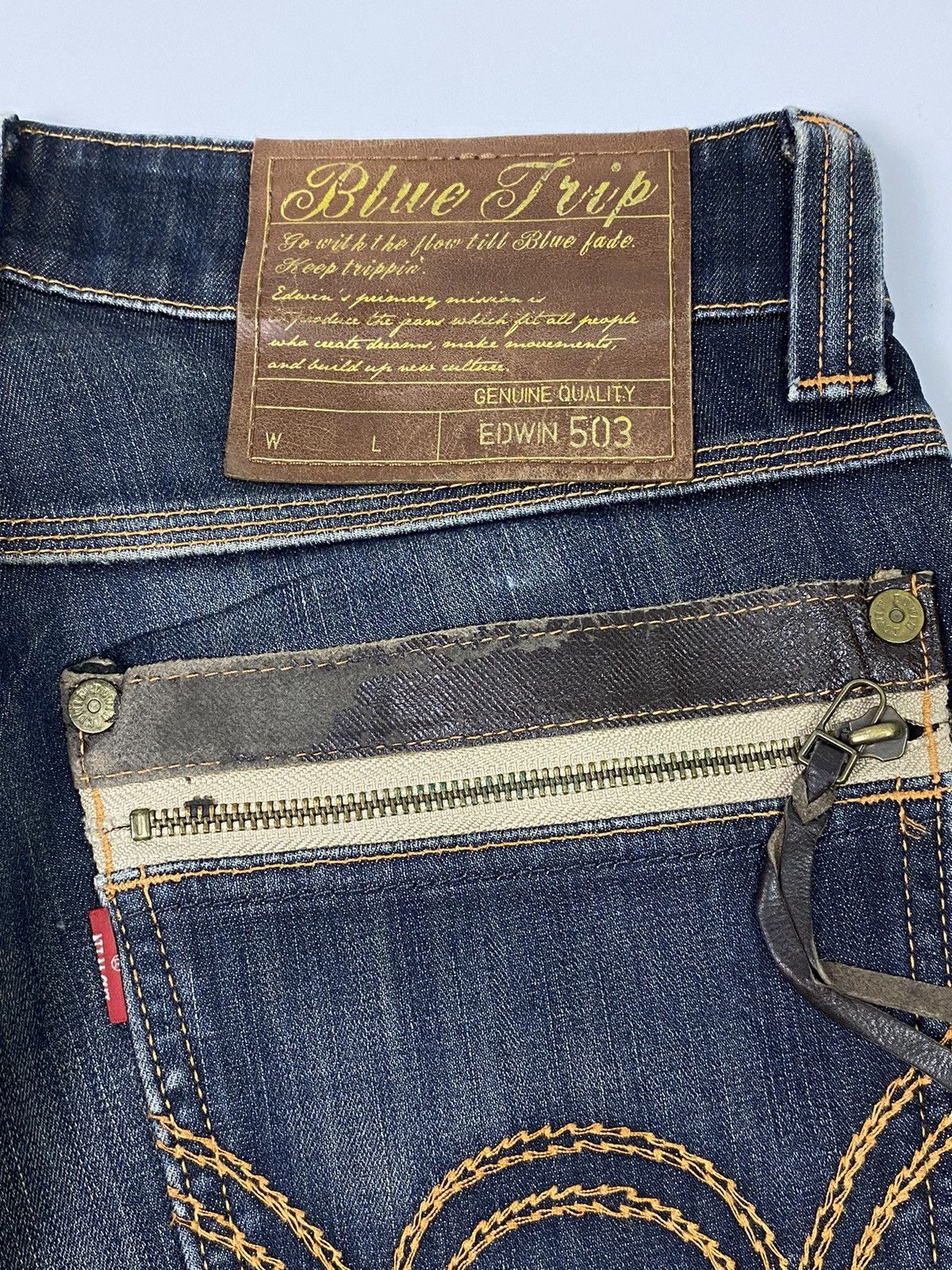 Edwin × Japanese Brand × Jean stonewash edwin 503 wash faded jeans pant style Size US 32 / EU 48 - 4 Thumbnail