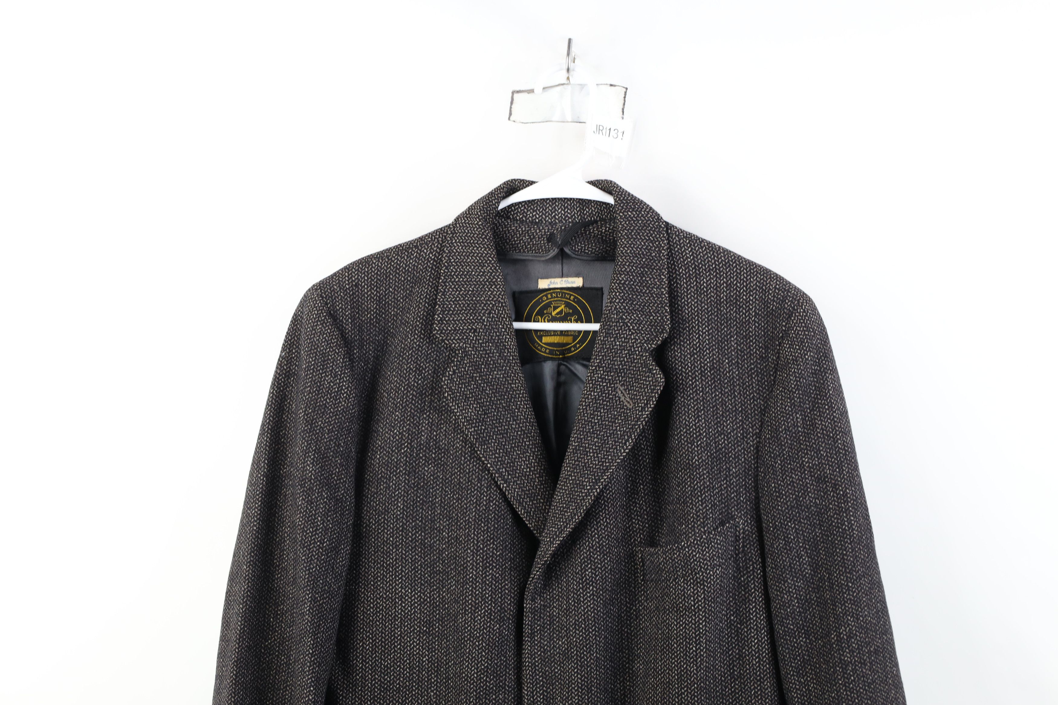 Vintage Vintage 50s Rockabilly Herringbone Bespoke Overcoat Jacket Size US XXL / EU 58 / 5 - 2 Thumbnail
