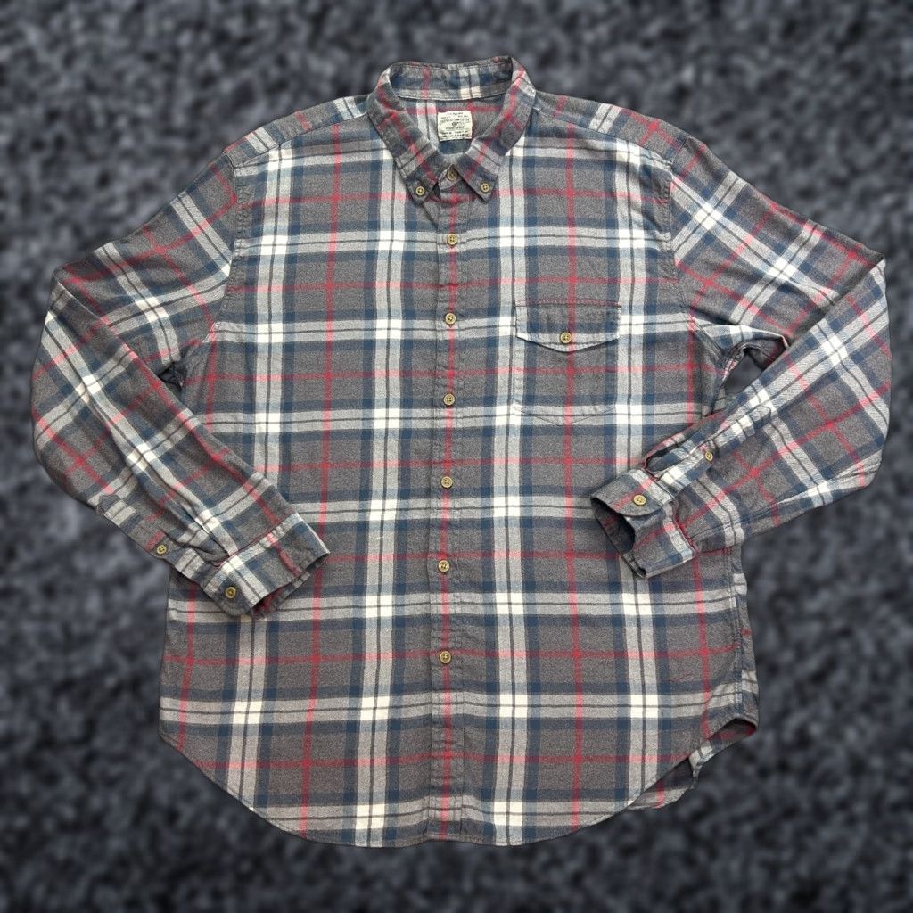 J.Crew J.CREW Mid-Weight Flannel Workshirt Gray Blue Red Plaid Mens Slim XL Size US XL / EU 56 / 4 - 1 Thumbnail