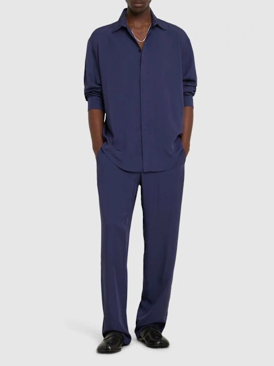 MSGM o1lsvrm0425 Viscose Shirt in Navy Size US M / EU 48-50 / 2 - 3 Thumbnail