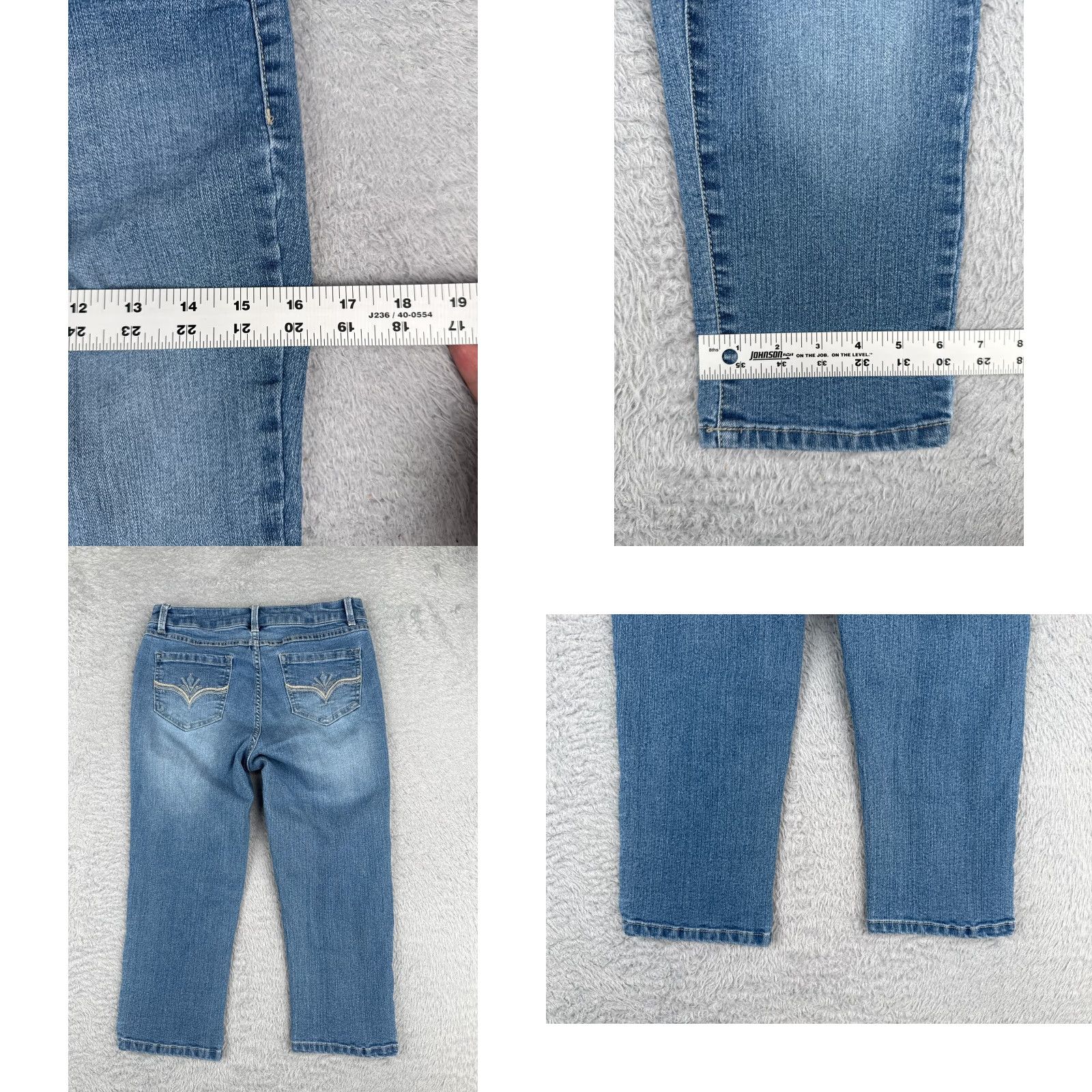 Vintage D.Jeans Jeans Womens 4 Blue Denim Capri Mid Rise Cotton Blend Embroidered 26x18 - Capri Jeans Womens Blue Denim 4 Mid Rise Embroidered Cotton Blend Size 27" / US 4 / IT 40 - 9 Thumbnail