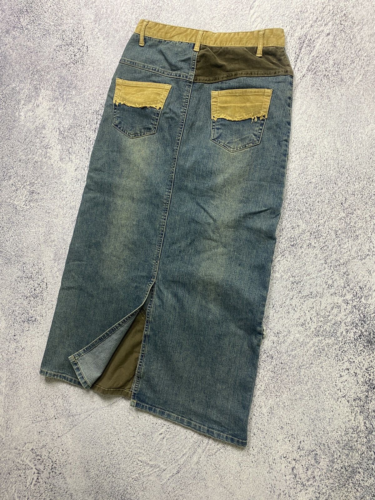 Japanese Brand Vintage Denim Patchwork Midi Skirt Y2K Size 36" / US 14 / IT 50 - 5 Thumbnail