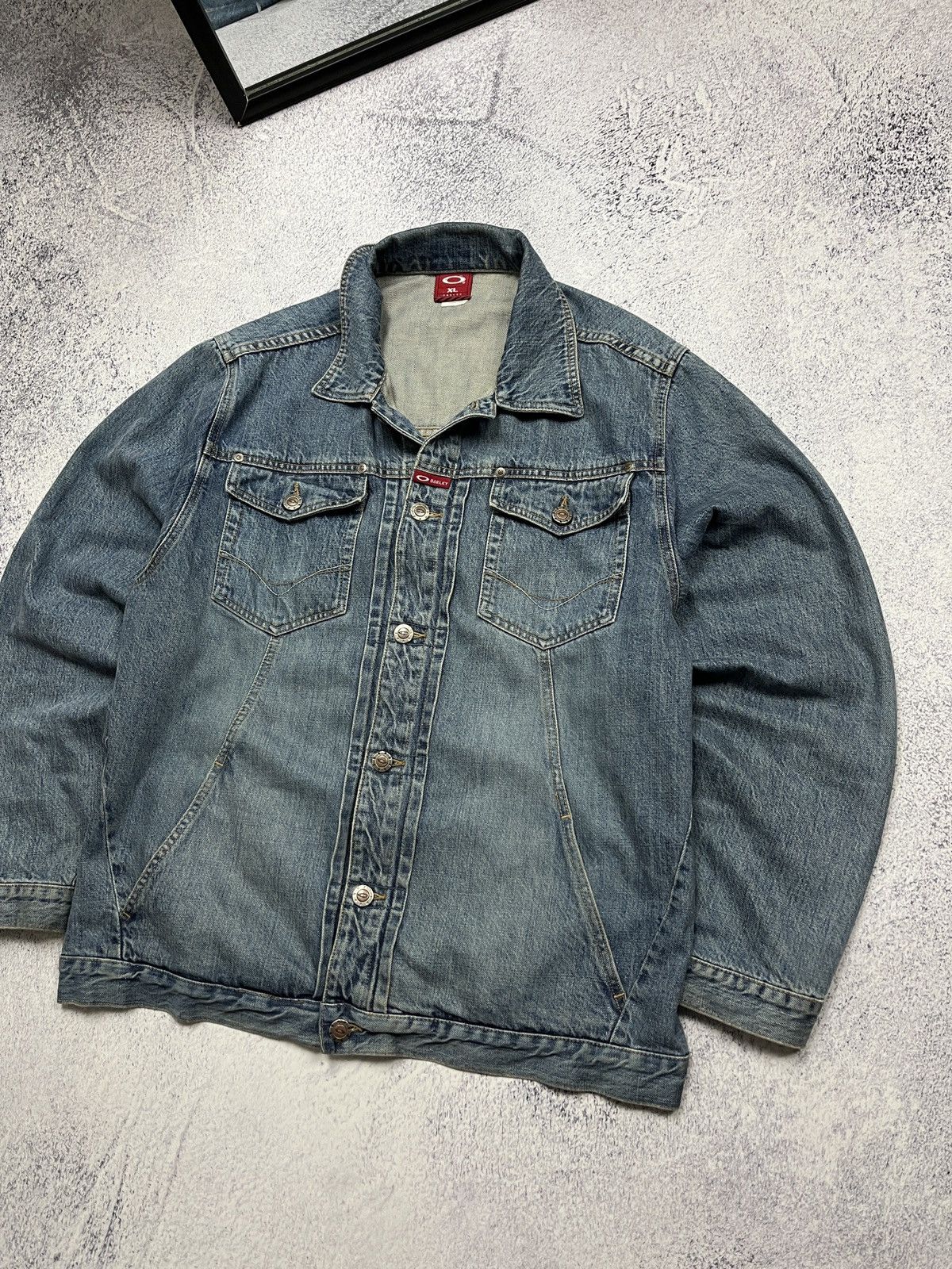 Oakley Crazy Vintage 00’s Oakley Industries Denim Jeans Jacket Y2k Size US XL / EU 56 / 4 - 3 Thumbnail