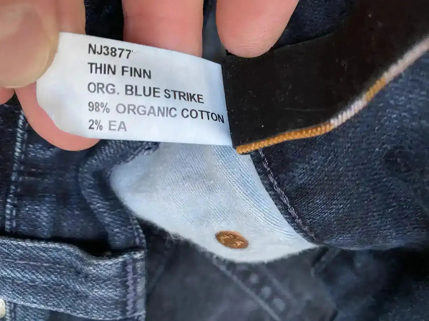 Denime Nudie Jeans Thin Finn Org. Blue Strike size W 31 L 34 Size US 31 - 4 Thumbnail