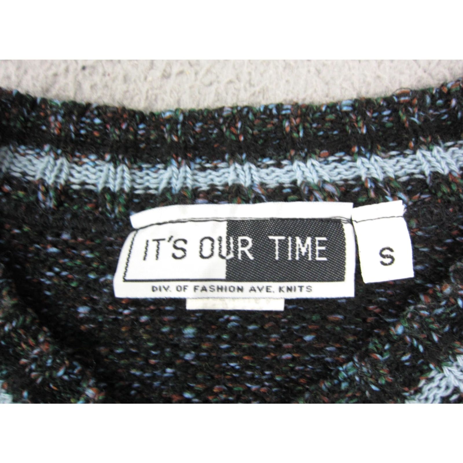 Vintage Its Our Time Sweater Mens Knit Crew Neck Black Adult S Vintage 90s Preppy Lightweight Pullover Knit Size US S / EU 44-46 / 1 - 3 Thumbnail