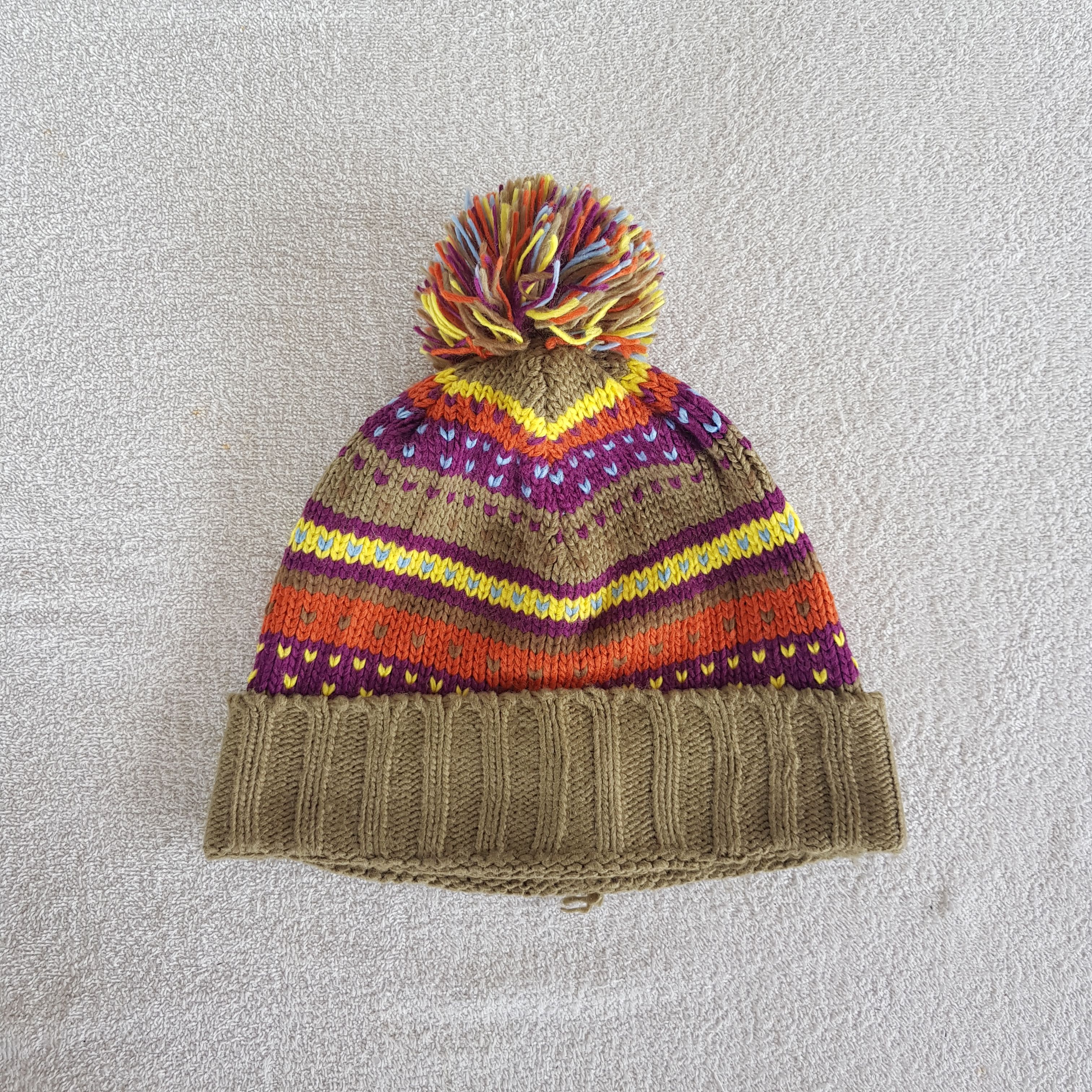 Homespun Knitwear Vintage Japanese Beanie Ribbed Knit Pom Snow Caps Hats. Size ONE SIZE - 5 Thumbnail