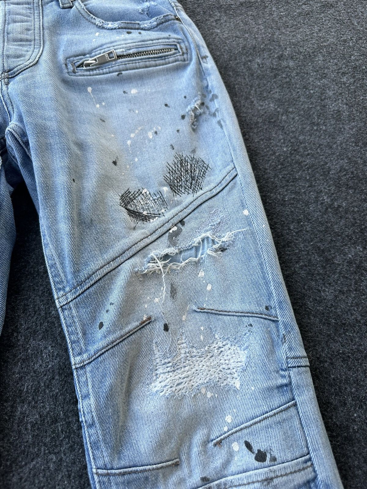 Just Cavalli Thrashed Paint Splatter Distressed Skinny D288