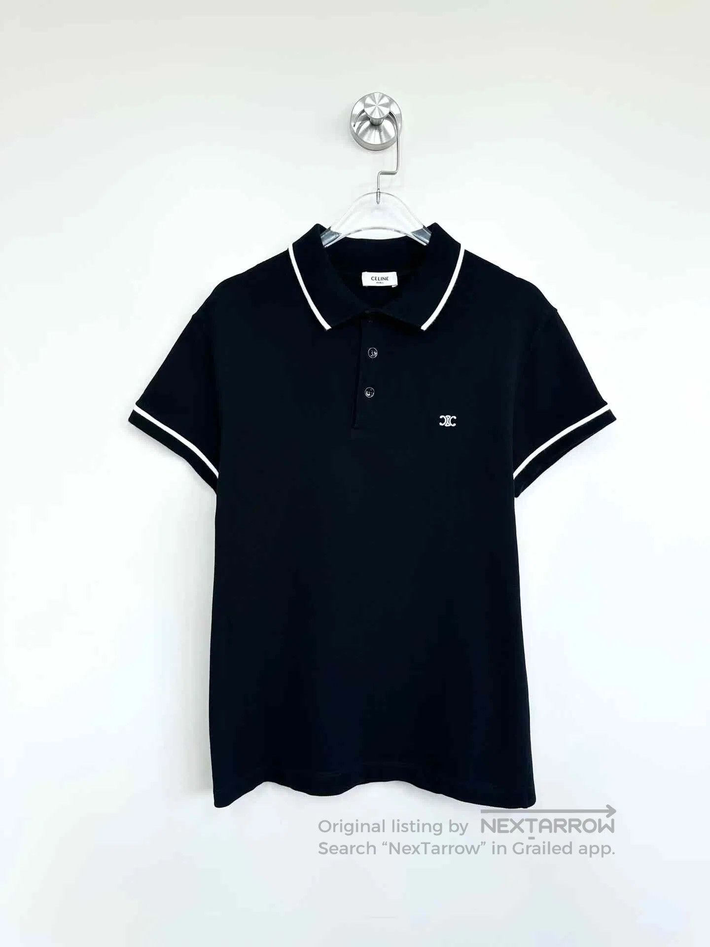 Celine CELINE Black embroidered Triumph Arch logo short-sleeve po Size US XS / EU 42 / 0 - 1 Thumbnail