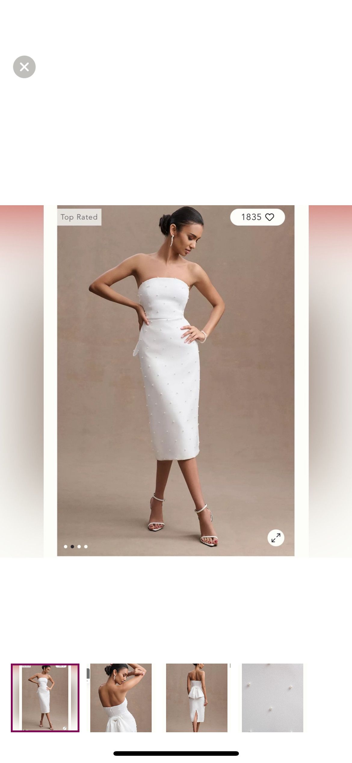 Sachin + Babi Gemma Strapless Bow Back Pearl Midi Dress US12