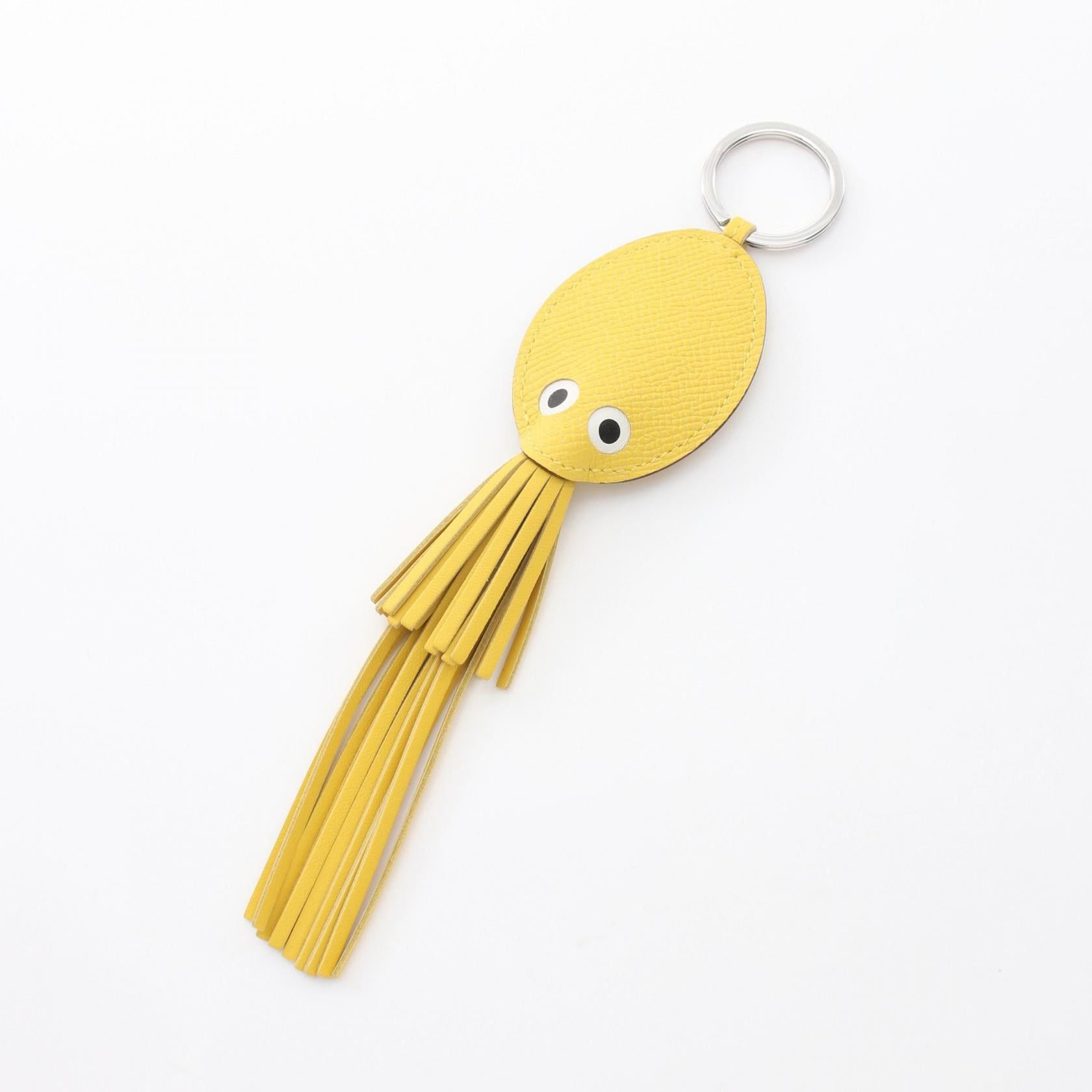 Hermes Hermes Poulpe Pulpe Jaune Naple Bag Charm Key Ring Veau Epsom Aagneau Yellow Silver Hardware K Stamp Size ONE SIZE - 1 Thumbnail