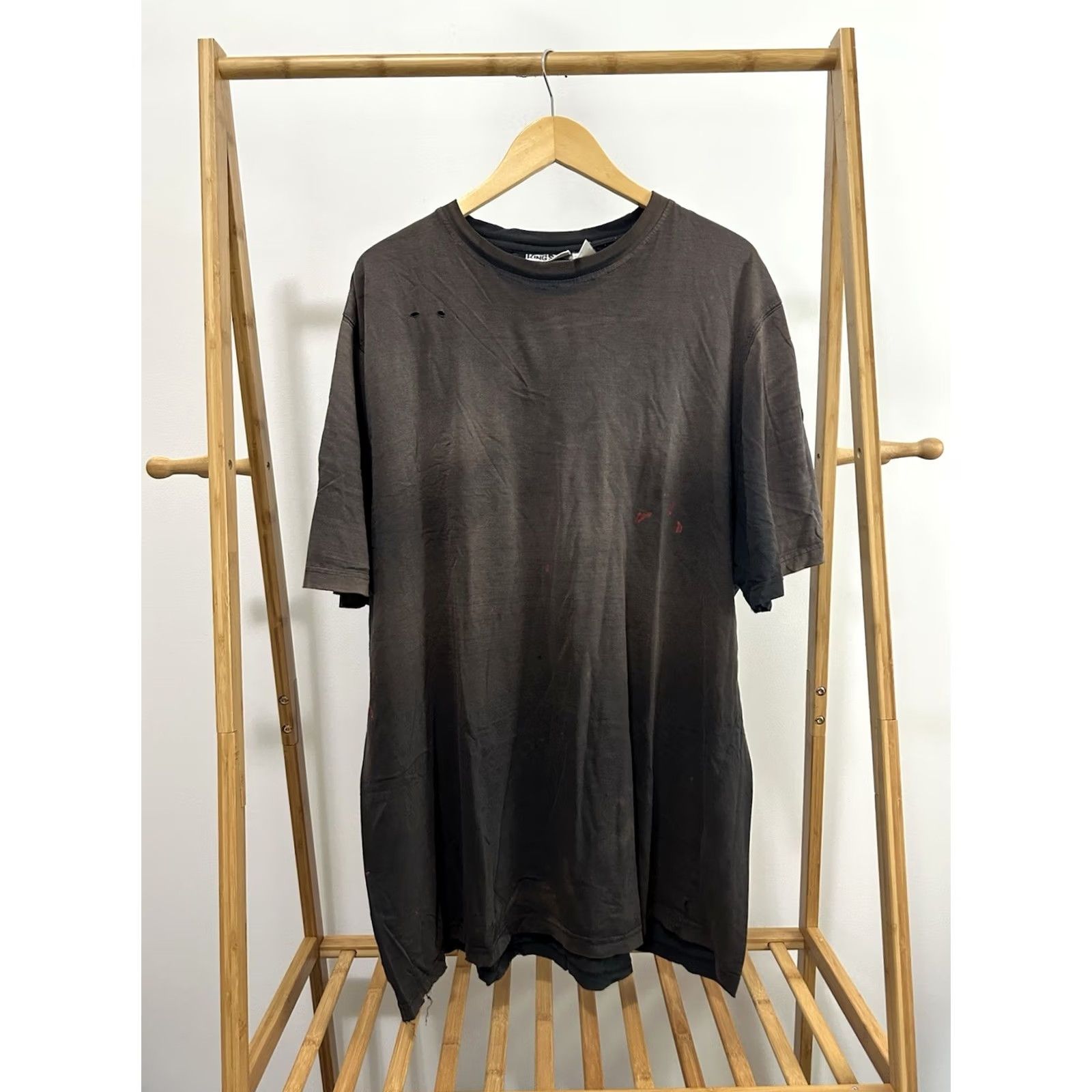 Vintage KING SIZE T-Shirt Men 4XL Black Grunge Workwear Distressed Worn VTG Gradient Sun Faded WIP Confidently Size US XXL / EU 58 / 5 - 2 Thumbnail