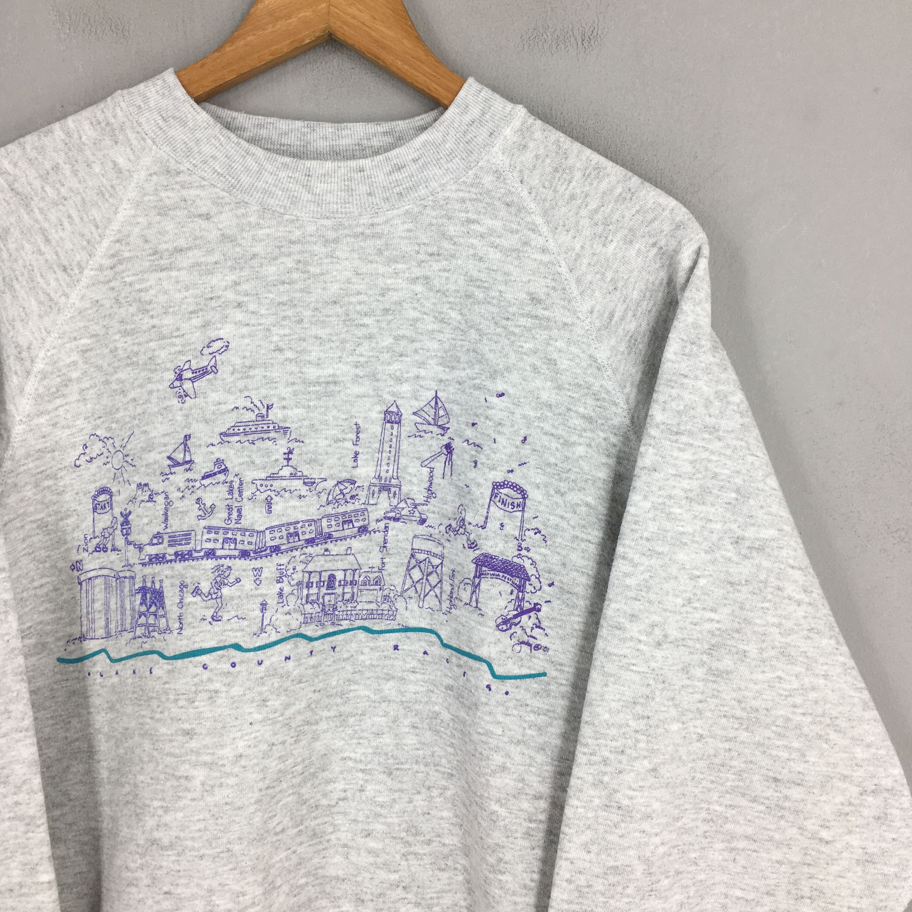 Tultex Vintage America Lake County Fort Gray Sweatshirt XLarge Size US XL / EU 56 / 4 - 2 Thumbnail