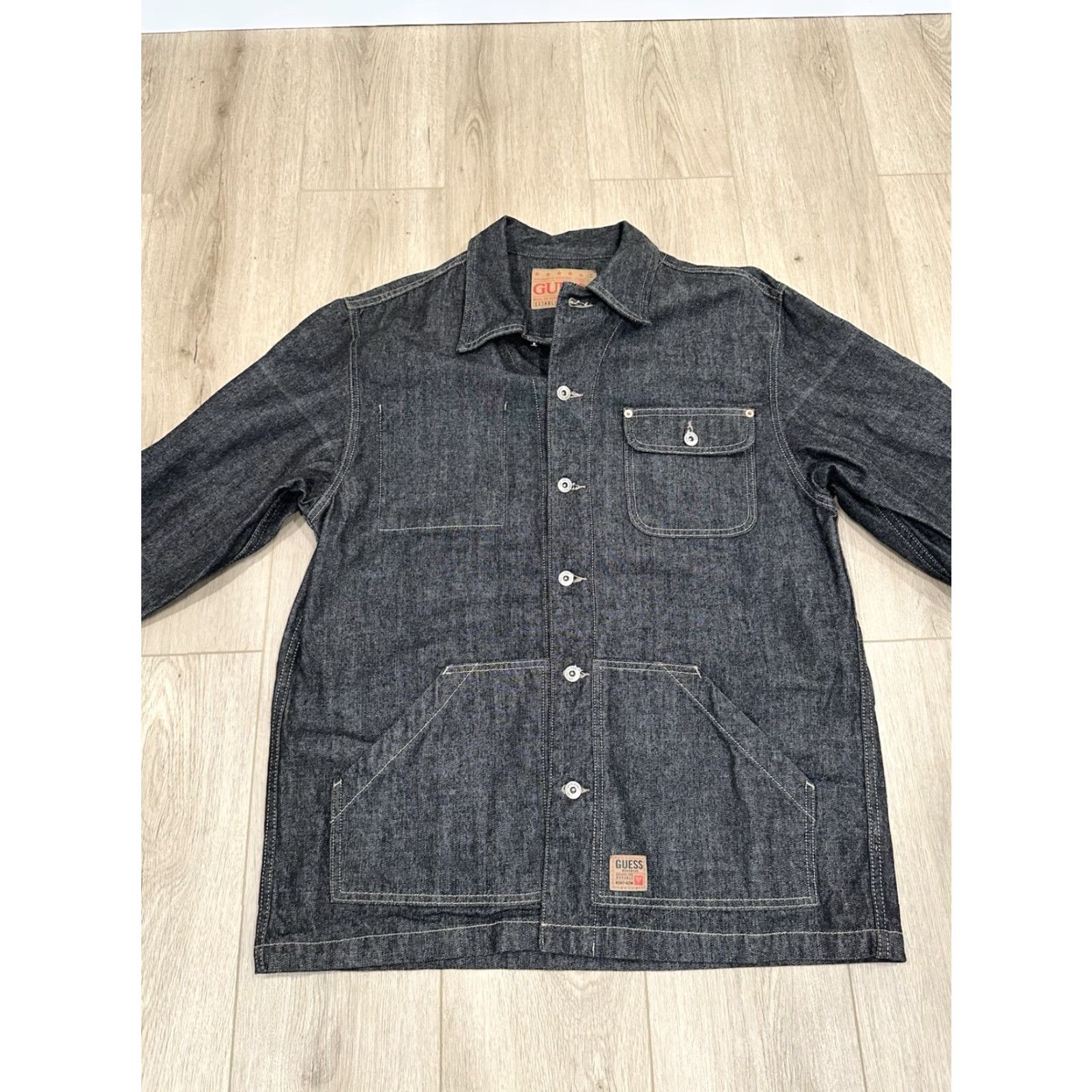 Guess VINTAGE Guess Jeans Mens L Denim Chore Barn Coat Jacket Workwear USA Size US 33 - 3 Thumbnail