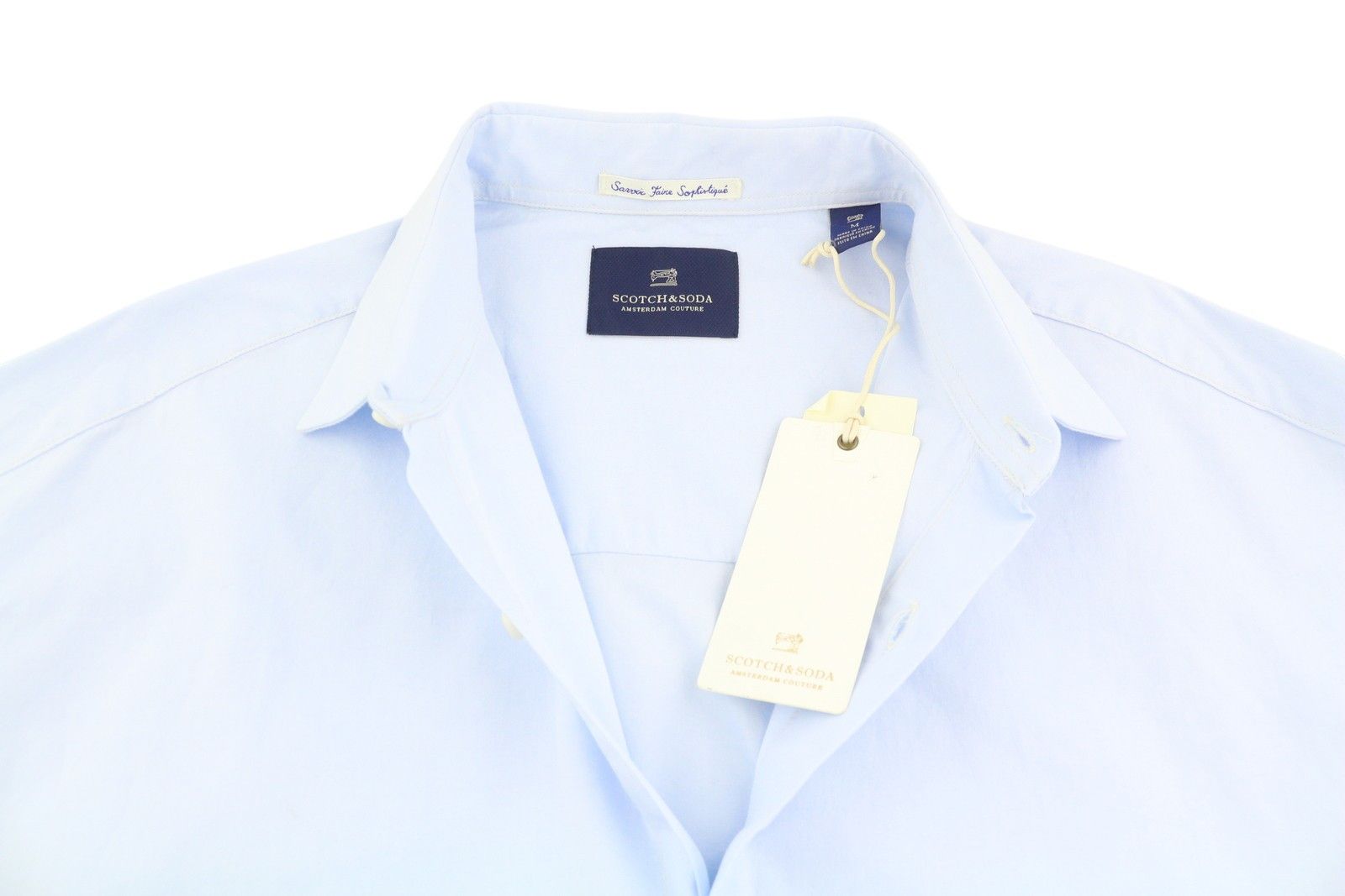 Scotch & Soda M Light Blue Cotton Long Fit Button-Up Shirt 89101 Size US M / EU 48-50 / 2 - 5 Thumbnail