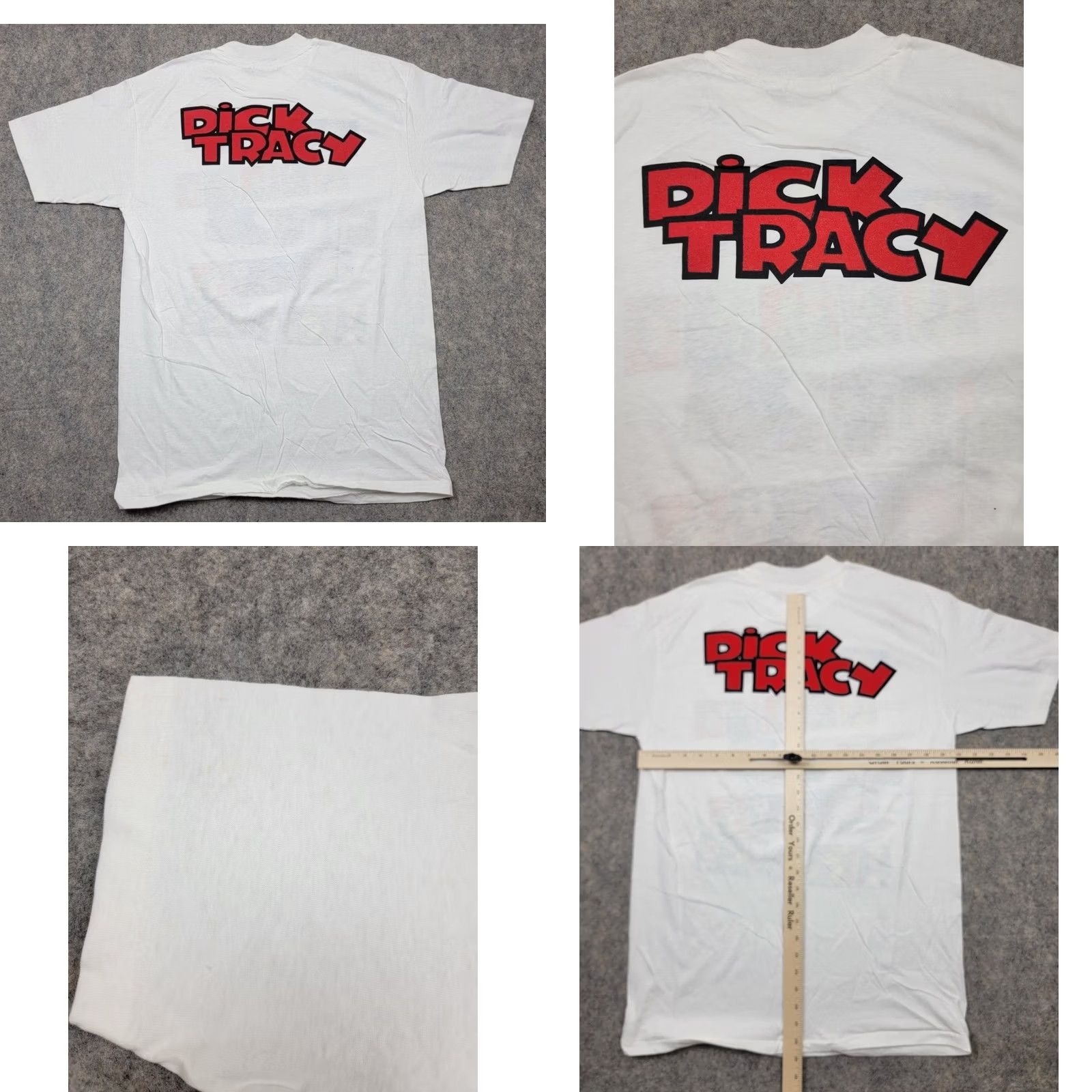 Hanes Dick Tracy Shirt Hanes Beefy-T Vintage 90s White Crew Neck Short Sleeve Mens Large Graphic Print Comics Movie Promo Size US L / EU 52-54 / 3 - 8 Thumbnail