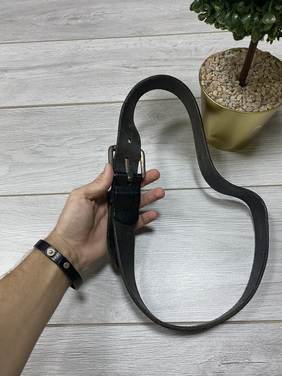 Diesel Diesel vintage leather metallic logo belt Size ONE SIZE - 3 Thumbnail
