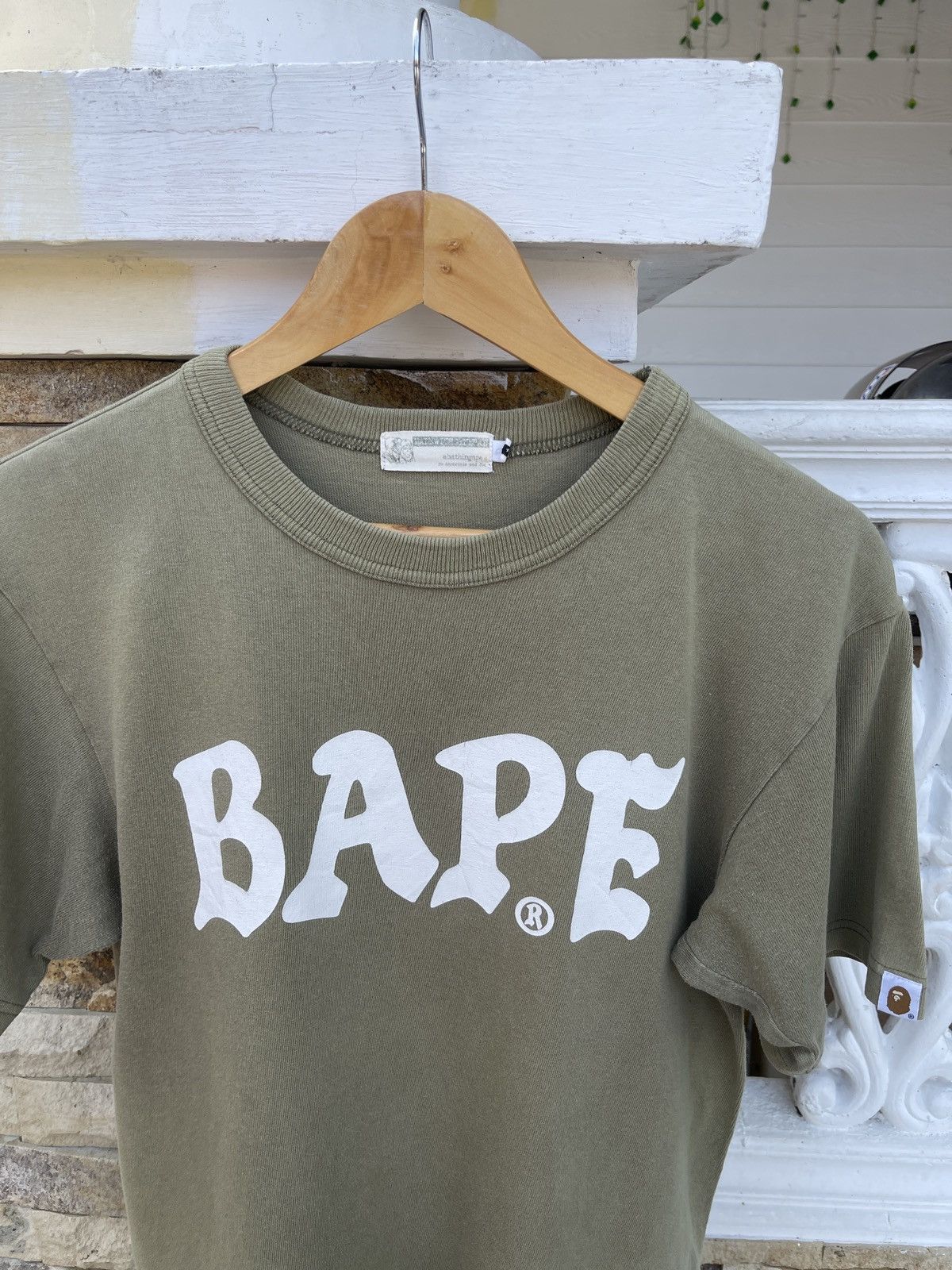 Bape Rare🔥Vintage Spellout Bape Army Green T-Shirt Size US S / EU 44-46 / 1 - 2 Thumbnail