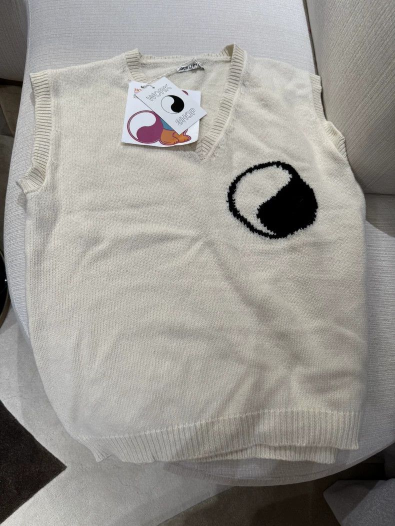 Our Legacy our legacy Beige yin and yang pattern knitted vest 2505-Nex Size US XL / EU 56 / 4 - 3 Thumbnail
