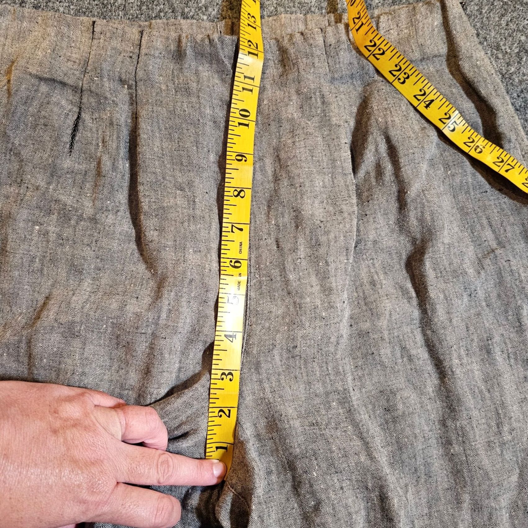 Vintage Chico's Pants 1 Womens Medium Gray Linen Straight Ankle Boho Lagenlook Career Pants Size 28" / US 6 / IT 42 - 6 Thumbnail