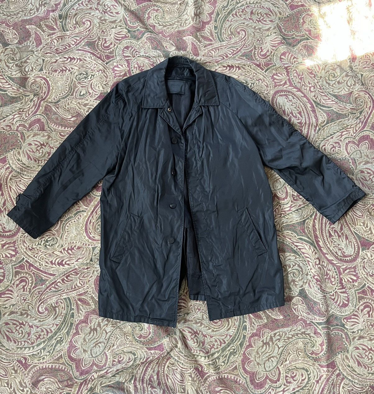 image of Black Prada Trench Coat Outdoors Jacket, Men's (Size XL)